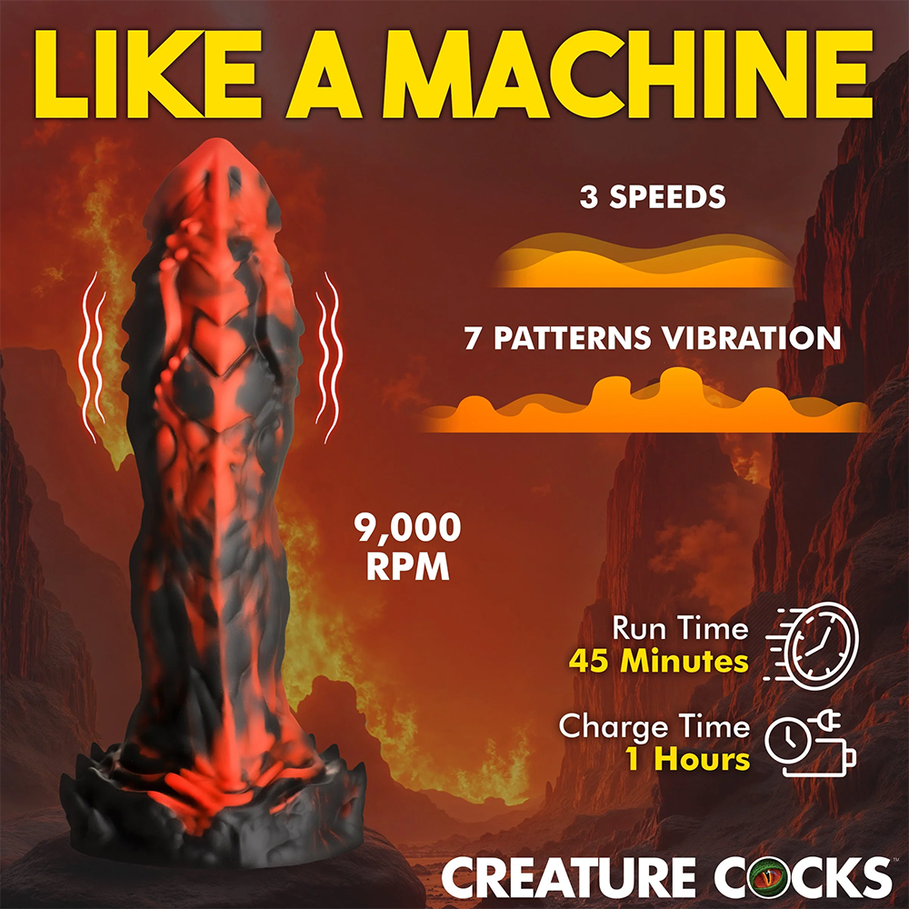Creature Cock Inferno Rippled Vibrating Remote Control Dildo - Powerful Adult Toy for Couples & Solo Play, Perfect for Spicing Up Bedroom Fun & Long Distance Relationships