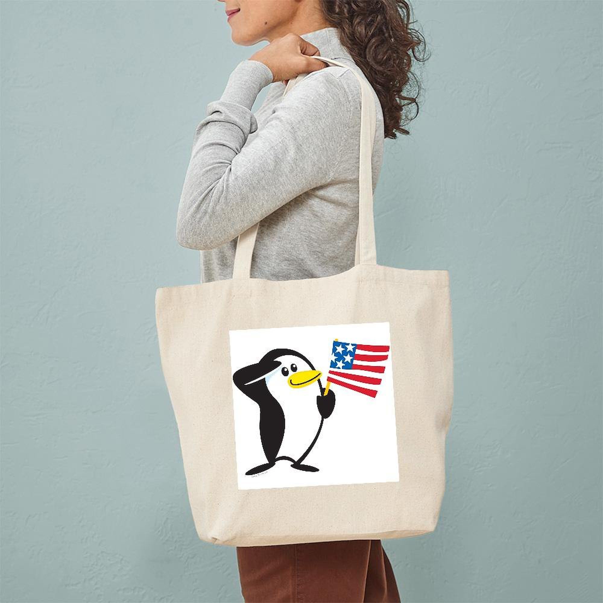 Proud Penguin Natural Canvas Tote Bag - Eco-Friendly Reusable Shopping Bag for Groceries, Beach & Everyday Use | CafePress