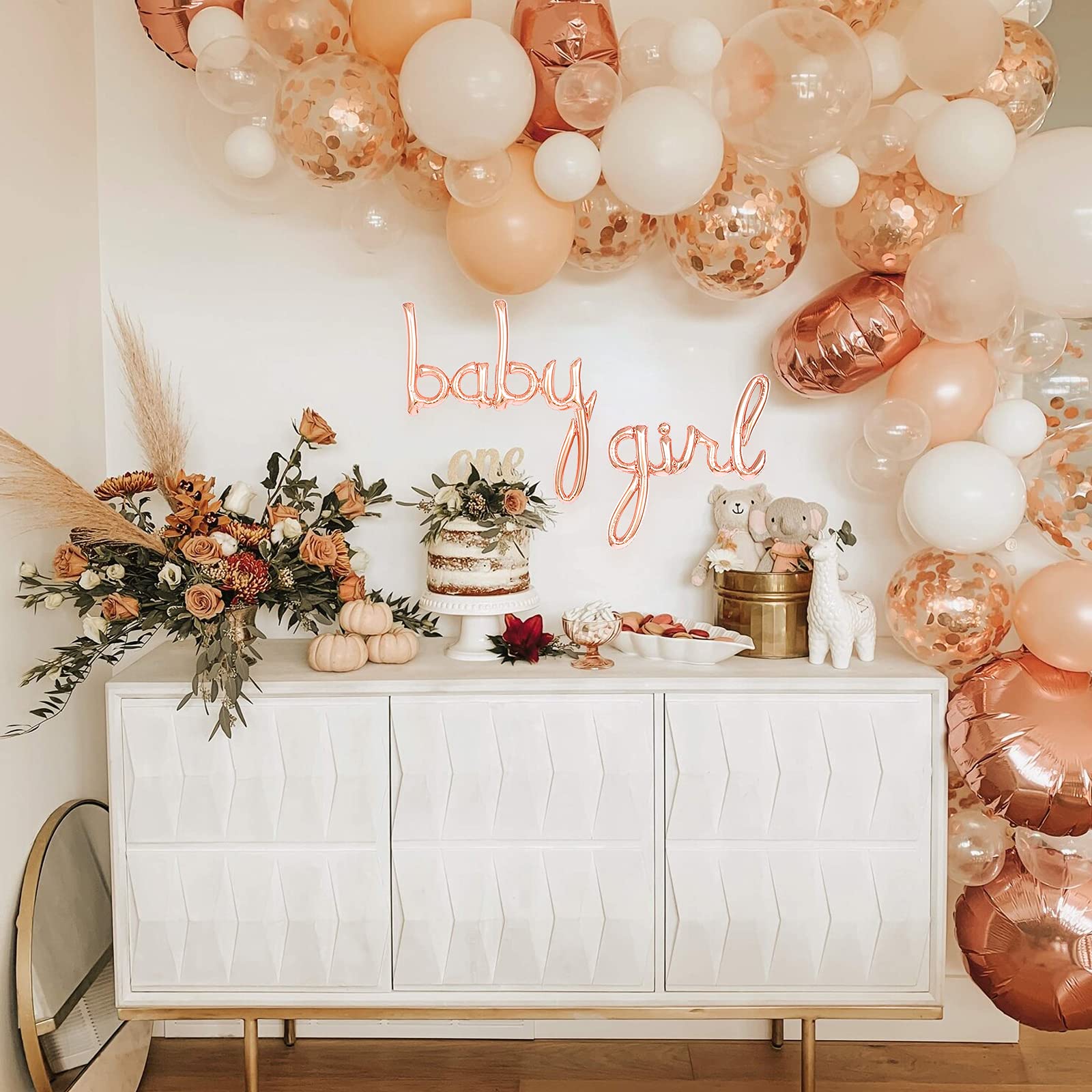 Rose Gold Baby Girl Balloon - Elegant Handwriting Style Foil Balloon for Baby Showers, It's a Girl Parties & Gender Reveals | Perfect for Nursery Decor, Birthday Celebrations & Photo Backdrops