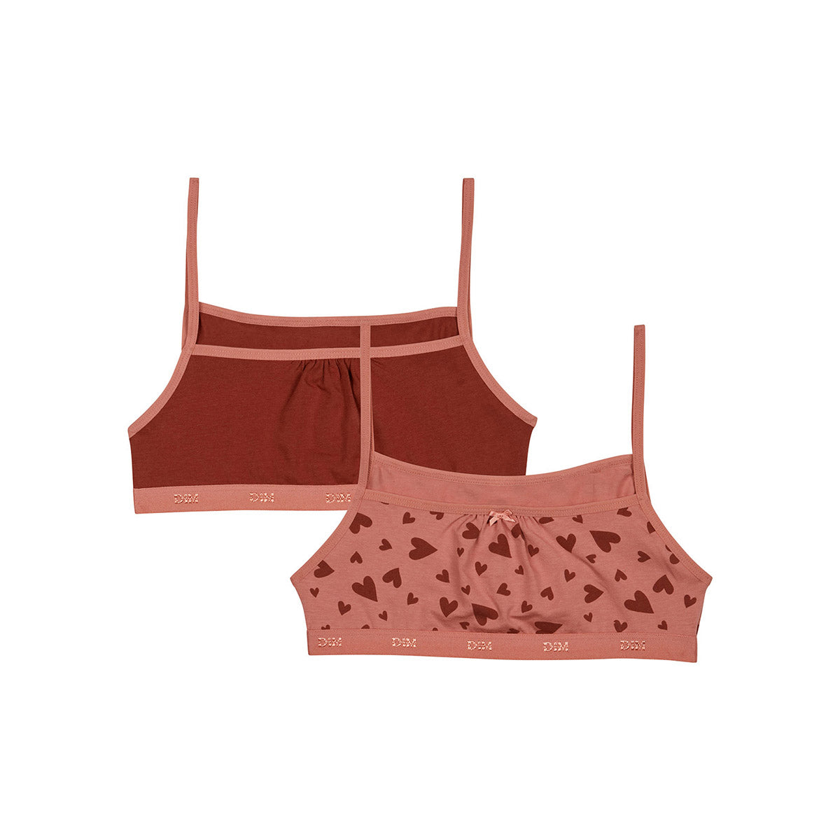 2 Pack Stretchy Cotton Bralettes with Heart Print - Comfortable & Breathable for Everyday Wear, Sleep, and Lounge