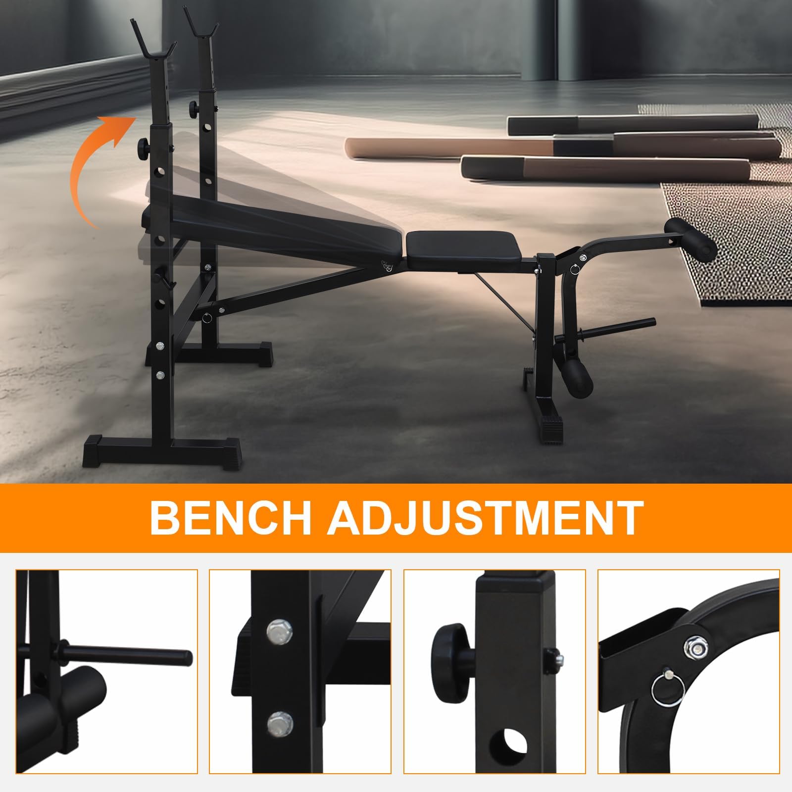 Adjustable Olympic Weight Bench Set for Home Gym - Heavy Duty Bench Press with Leg Extension & Preacher Curl Pad - Strength Training Equipment for Full Body Workouts - Perfect for Weightlifting, Bodybuilding & Home Fitness Routines