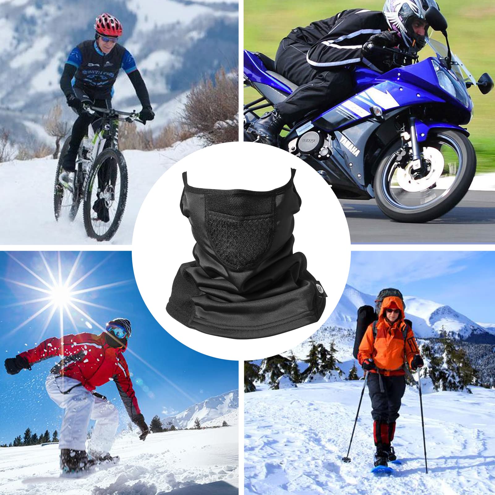 ROCKBROS Winter Neck Gaiter Warmer with Ear Loops - Fleece Lined Cold Weather Face Mask for Men & Women - Perfect for Skiing, Snowboarding, Running & Outdoor Activities