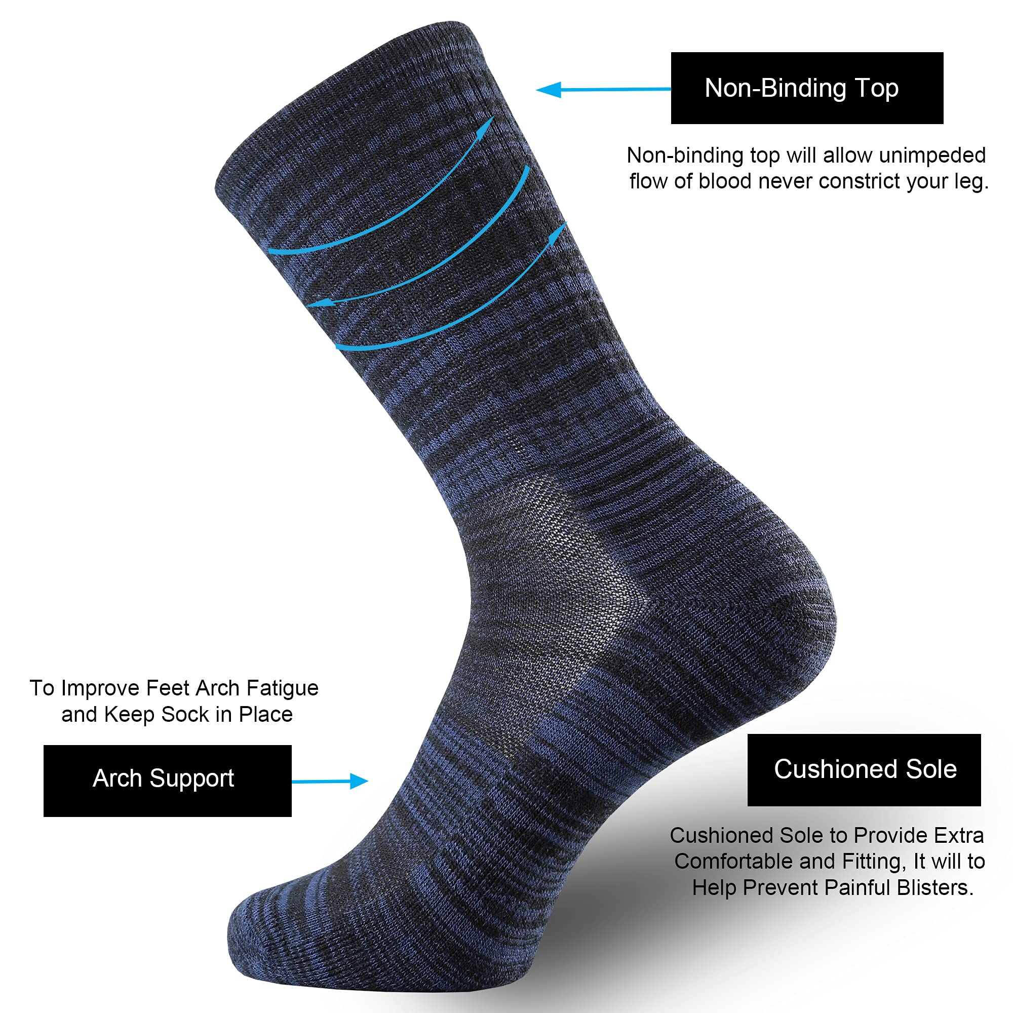 ONKE Merino Wool Crew Socks for Men - Moisture Wicking, Breathable & Soft Hiking Socks for Outdoor Activities, Camping & Daily Wear - Comfortable Performance Socks for All-Day Wear