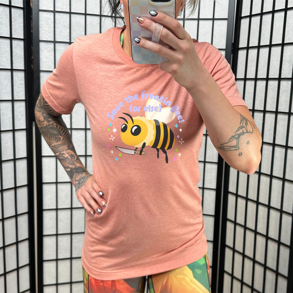 Save The Bees T-Shirt - Unisex Eco-Friendly Organic Cotton Tee - Support Pollinators & Environmental Conservation - Perfect for Earth Day, Beekeeping, and Nature Lovers