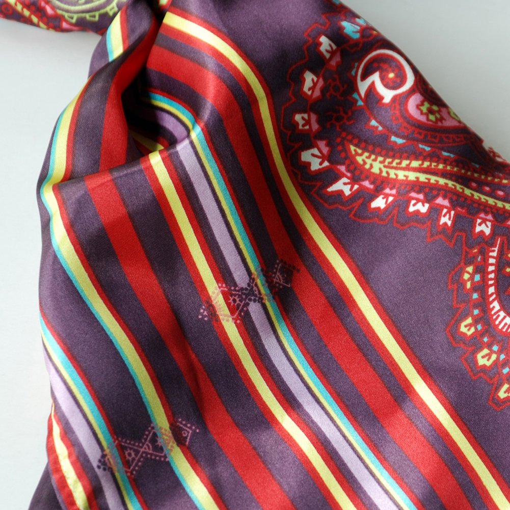 Brando Purple Chic Paisley & Stripes Design Scarf - Soft Lightweight Fashion Accessory for Women, Perfect for Fall Winter Outfits, Office Wear and Special Occasions