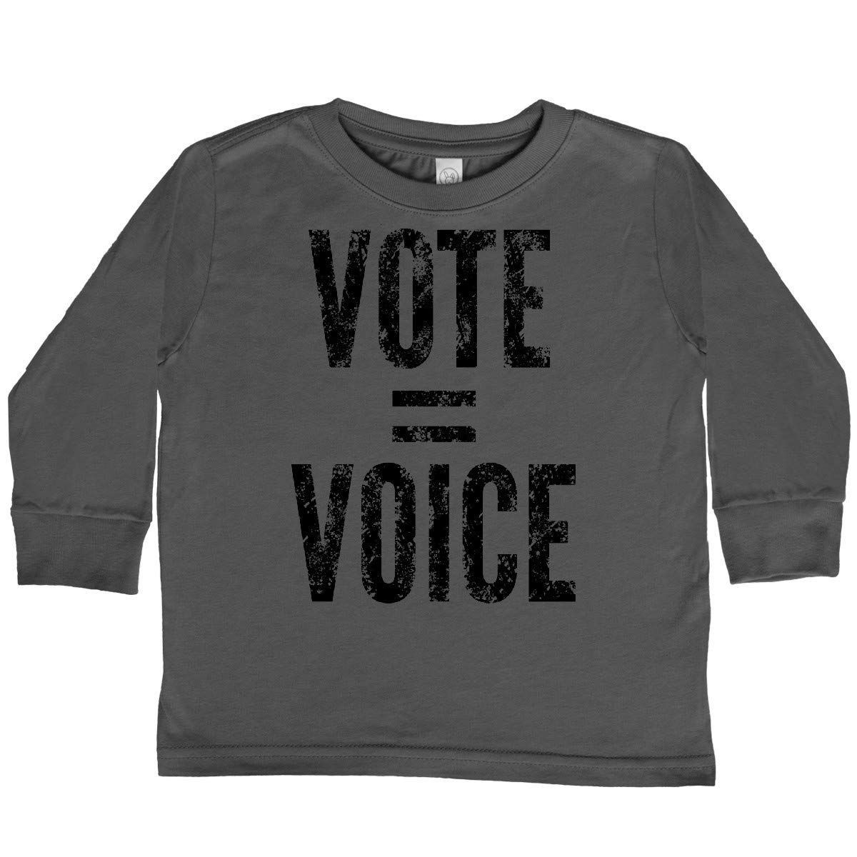 Inktastic Vote Equals Voice Distressed Black Text Toddler Long Sleeve T-Shirt - Political Statement Tee for Kids, Casual Wear & Family Events