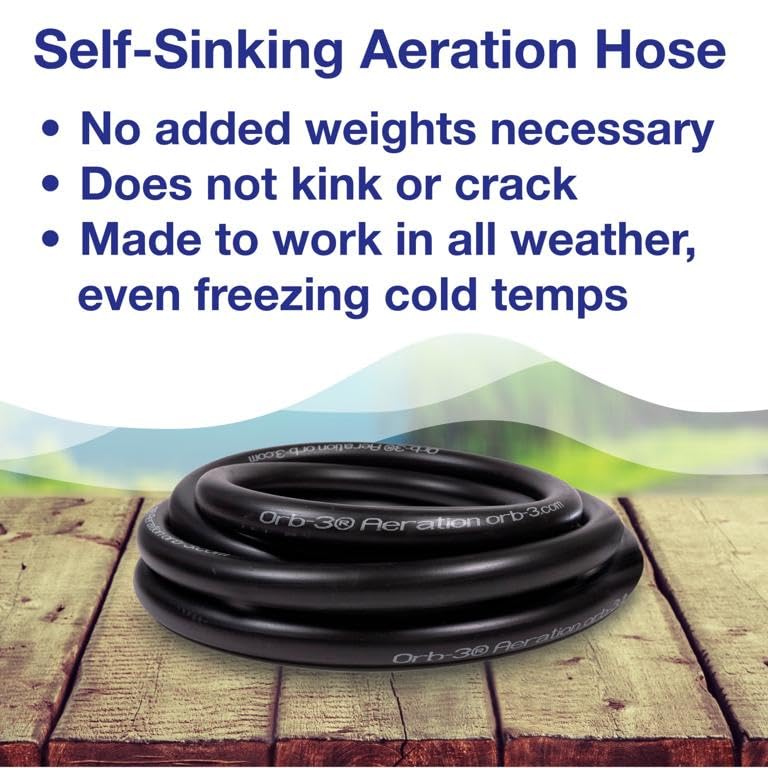 MixAirTech Self-Sinking Aeration Hose - 100 Feet Black D630-750-100FTR for Pond & Lake Aeration, Water Feature Oxygenation, and Aquaculture Systems