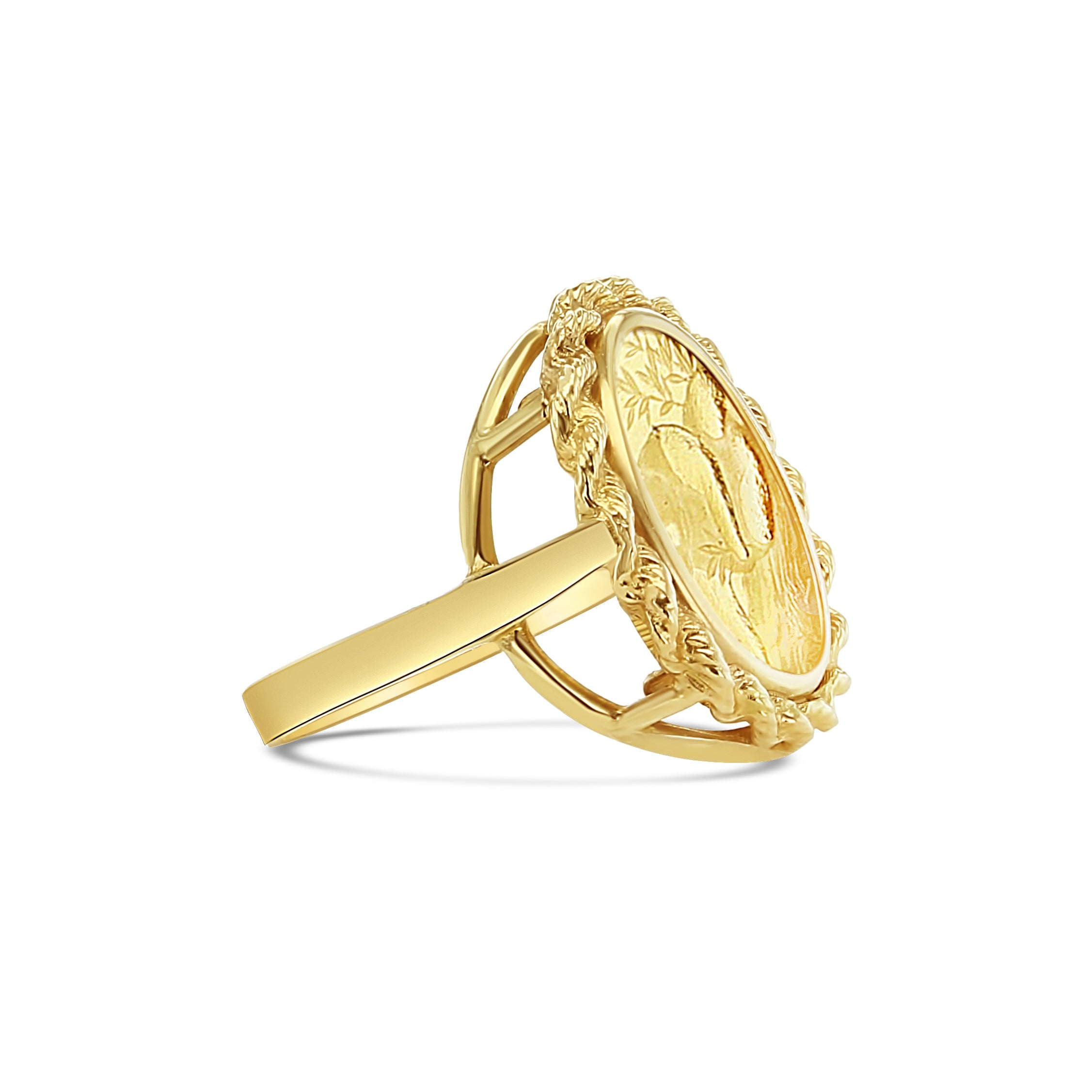 1/10 oz Chinese Panda Gold Coin Rope Ring - 24K Solid Gold Jewelry for Gifts, Collectors & Fashion Accessories | Perfect for Anniversaries, Birthdays & Special Occasions