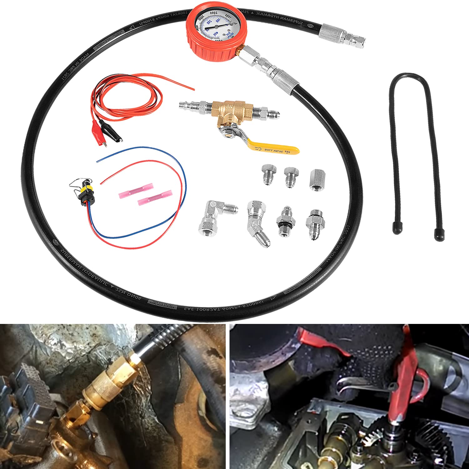 **Camoo High Pressure & Air Leak Test Gauge Kit for 1994-2007 Ford 6.0L & 7.3L Powerstroke F250 F350 - Dual Purpose Diagnostic Tool for Engine Performance Testing & Leak Detection**    *(Perfect for Mechanics & DIY Enthusiasts to Diagnose Fuel System Issues & Boost Engine Efficiency)*