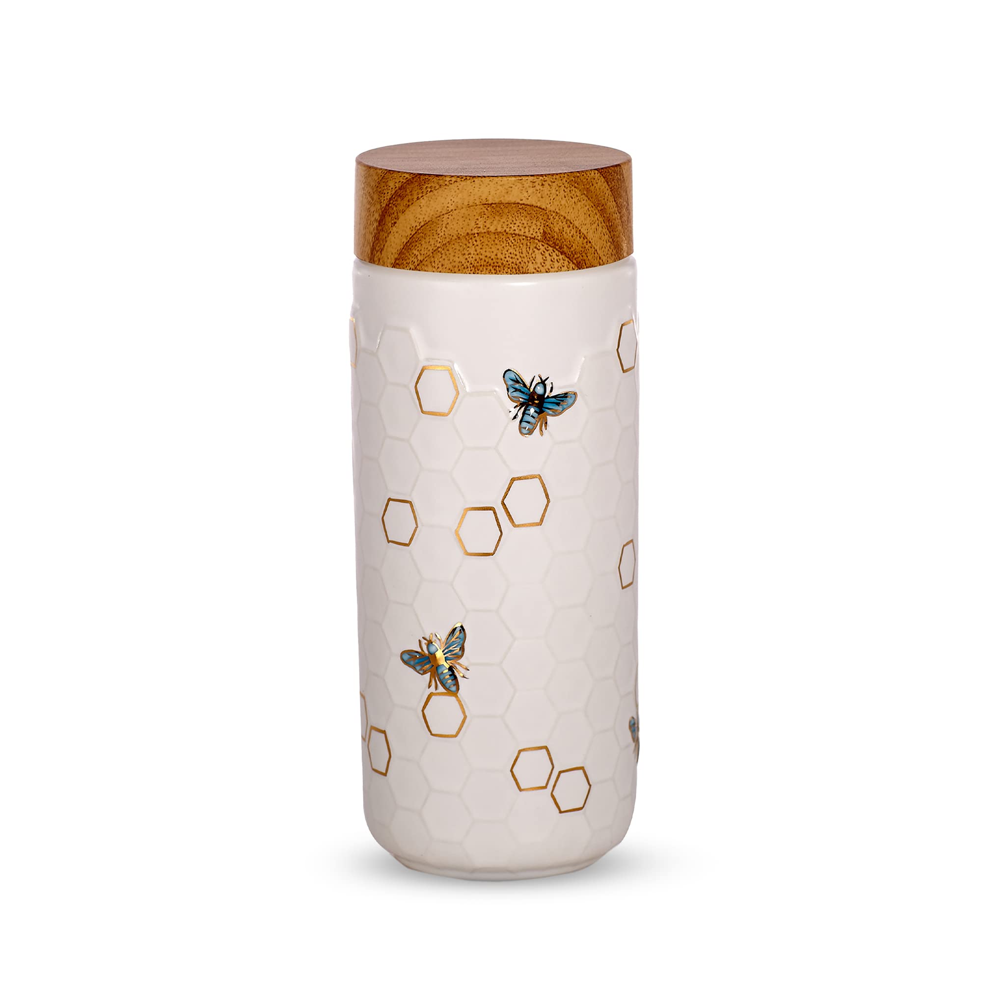 Acera Liven Honey Bee Travel Mug - 12.3oz Double Wall Ceramic Insulated Tumbler with Leak-Proof Lid, Thermal Coffee Tea Juice Cup | Perfect for Office, Commuting, Camping & Outdoor Activities