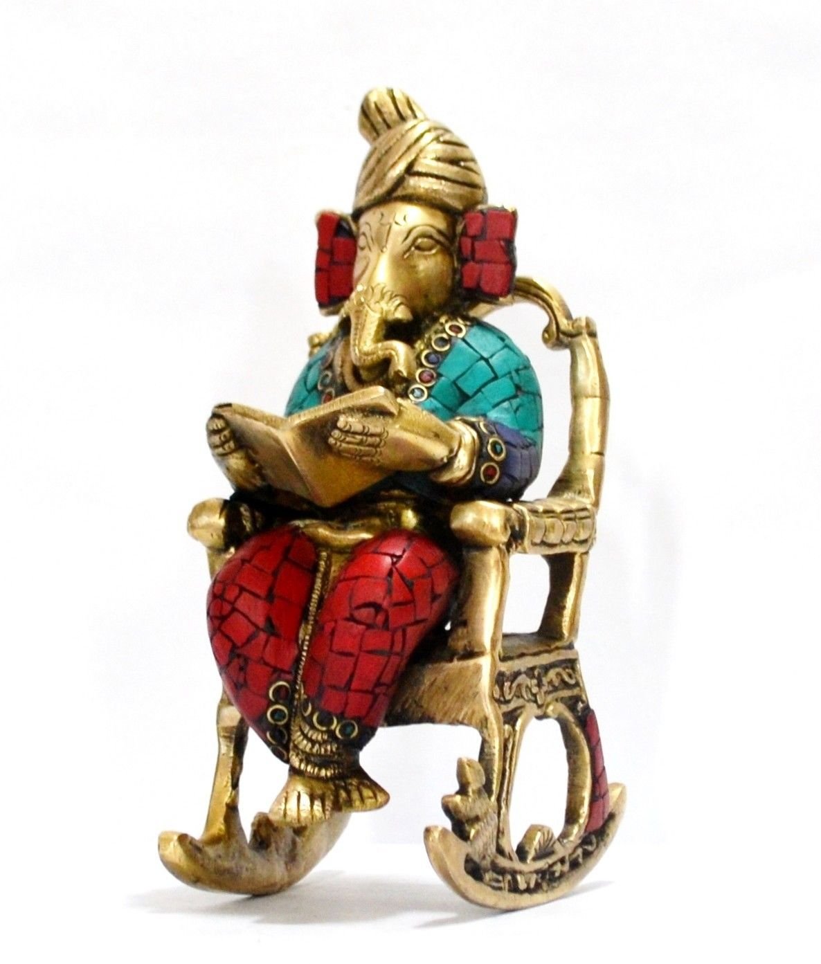 3D Moving Ganesh Statue Reading OM - Swastic Ramayan, Bronze Hindu God Statue for Home Decor | Indoor & Outdoor Garden Decorations | Spiritual Collectible Gift for Diwali, Housewarming & Easter Celebrations