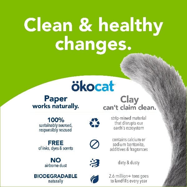 ökocat Dust Free Non-Clumping Paper Pellet Cat Litter - Natural & Eco-Friendly for Odor Control - Perfect for Multi-Cat Homes & Small Spaces
