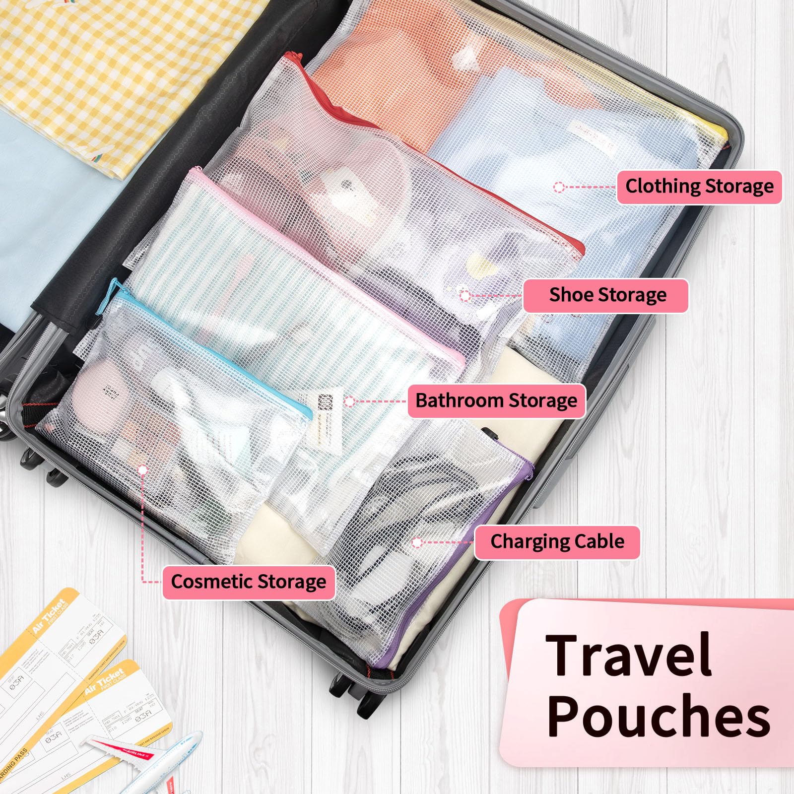 Umriox Mesh Zipper Pouch 14.9x11.0 Inch (12 Colors, 12 Packs) - Extra Large Waterproof Storage Bags for Office Supplies, Puzzles, Board Games & Crafts | Perfect for Organizing School, Travel & DIY Projects