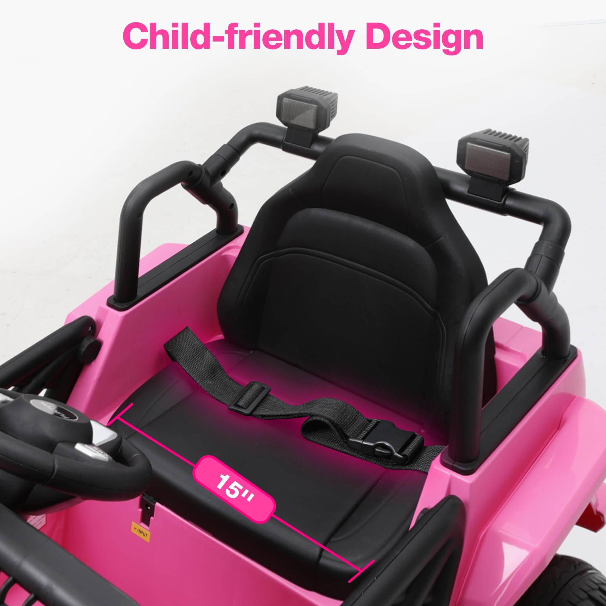 12V 7AH Kids Ride On Truck with Remote Control - Electric Toy Car for Toddlers with LED Lights, 3 Speed Settings, Spring Suspension & Bluetooth Speaker - Battery Powered Ride On Car for Boys & Girls - Perfect for Indoor Play, Backyard Fun and Birthday Gifts