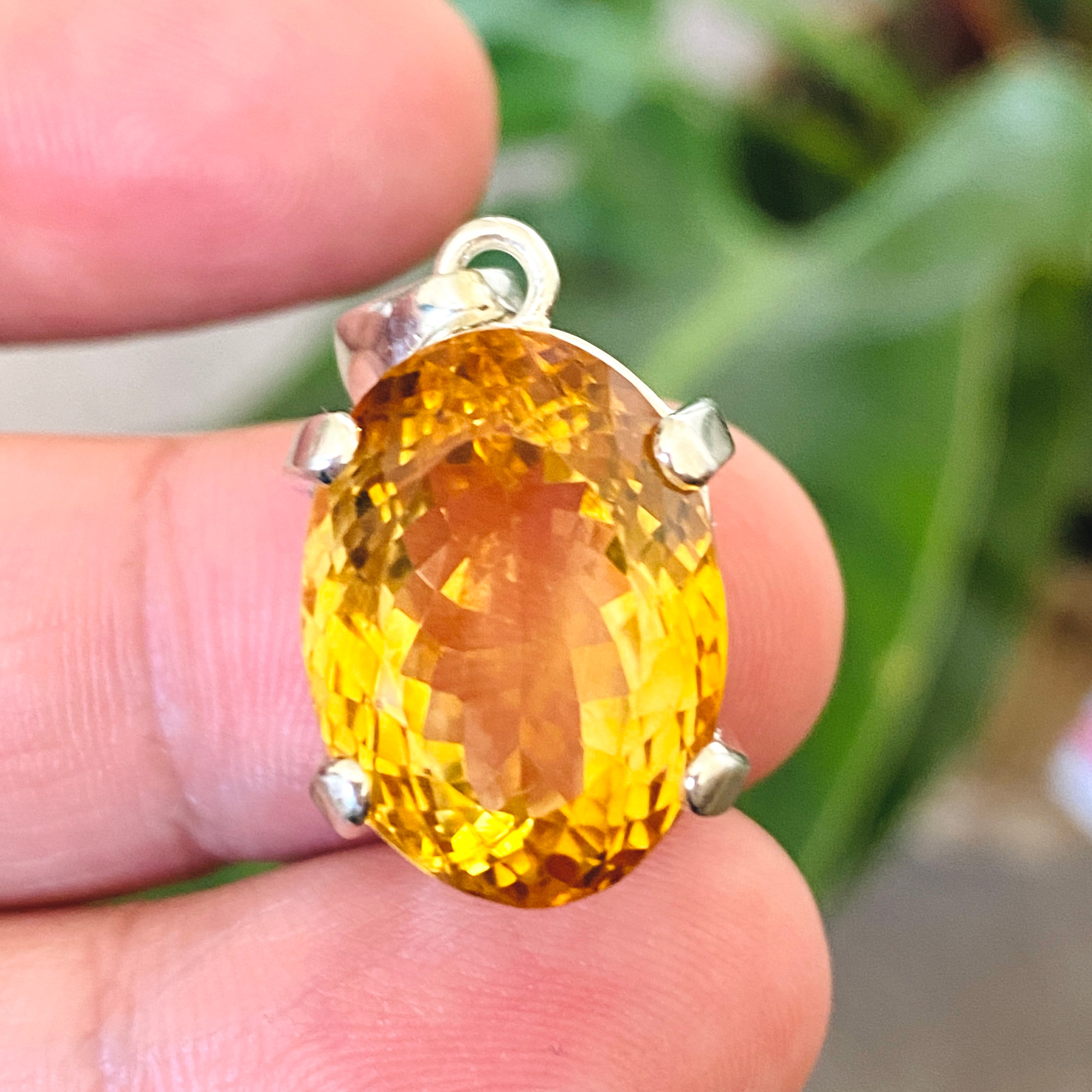 Natural Citrine Gemstone Oval Faceted Pendant Necklace - 925 Sterling Silver Jewelry for Women - Perfect for Birthday Gifts, Anniversary & Everyday Elegance