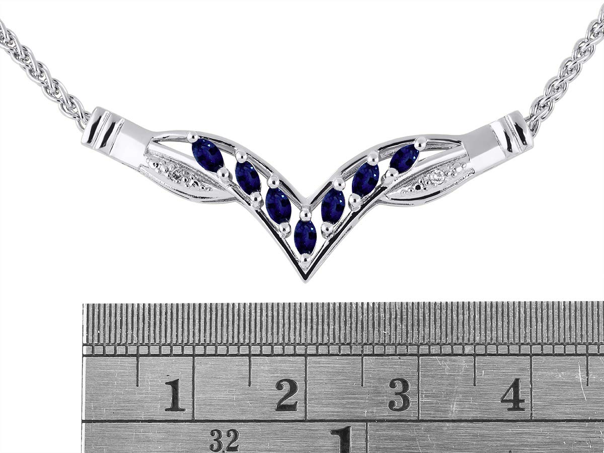 Rylos Simply Elegant Blue Sapphire & Diamond Necklace - September Birthstone Jewelry for Women | Perfect Gift for Anniversary, Birthday & Special Occasions
