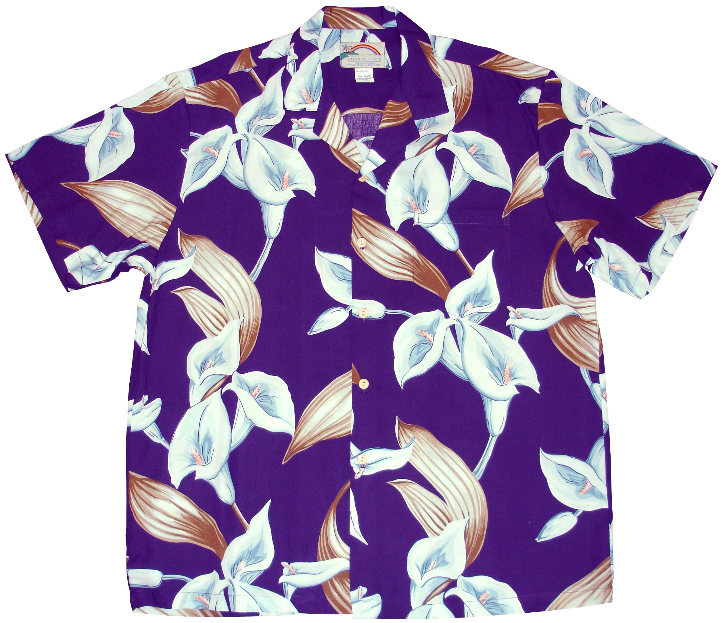Men's Calla Lily Hawaiian Shirt - Vintage Magnum PI Style Tropical Shirt for Beach, Luau & Summer Vacations