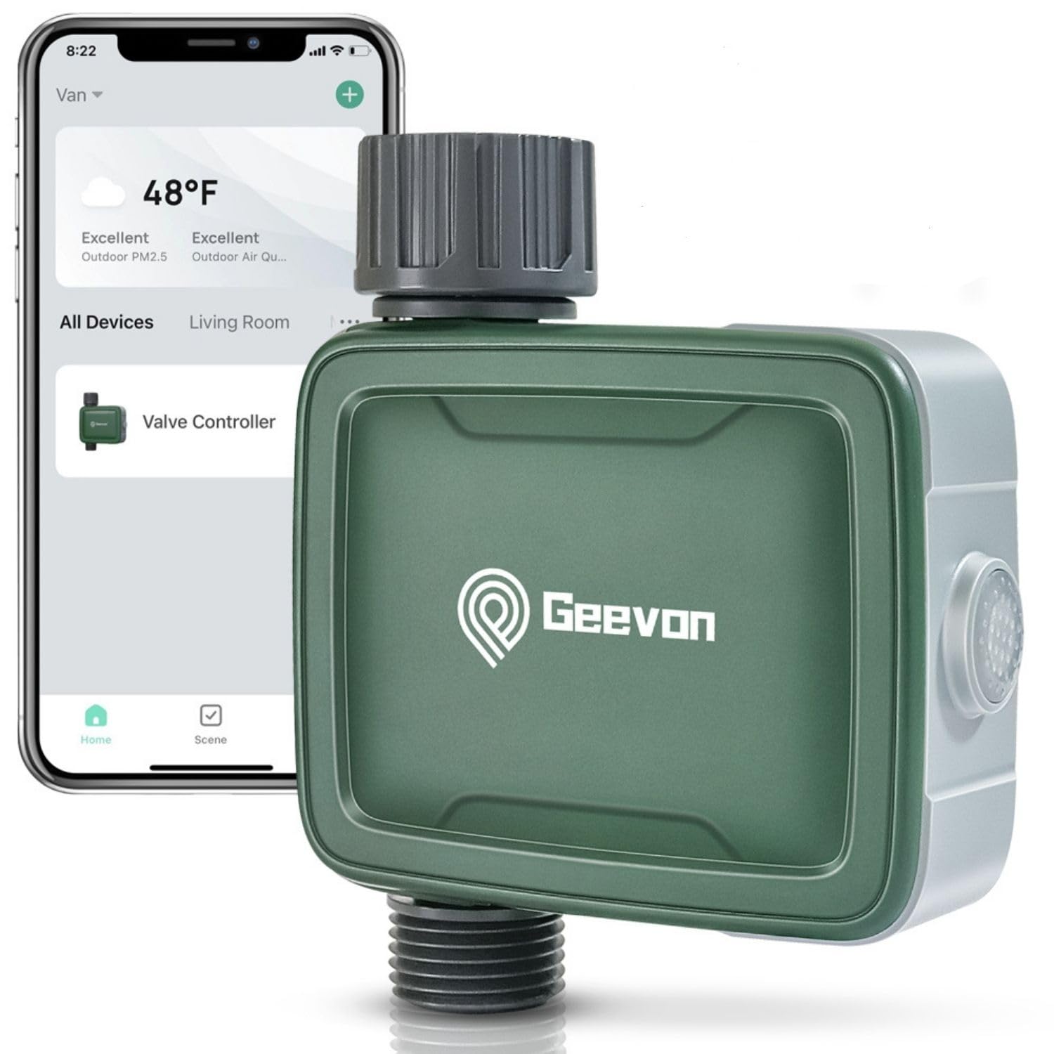 Geevon Smart Bluetooth Sprinkler Timer with Brass Inlet & Metal Thread - Wireless Garden Hose Timer with APP Control for Lawn Irrigation, RV Water Tank Filling & Nozzle Spraying | Perfect for Automatic Watering Systems & Outdoor Plant Care