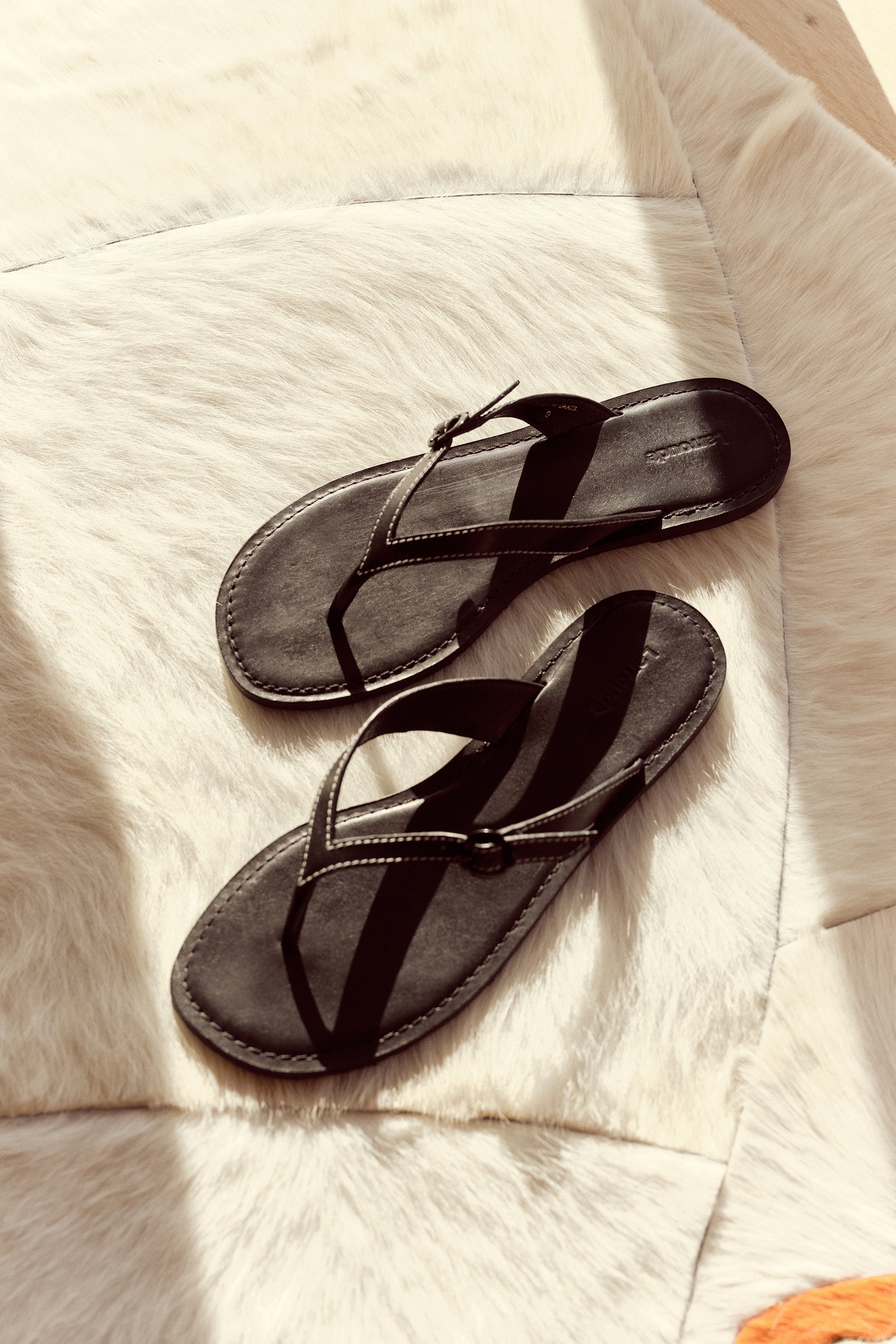 Mary Kate Black Leather Flat Sandals for Women - Comfortable Casual Summer Shoes for Beach, Walking & Everyday Wear