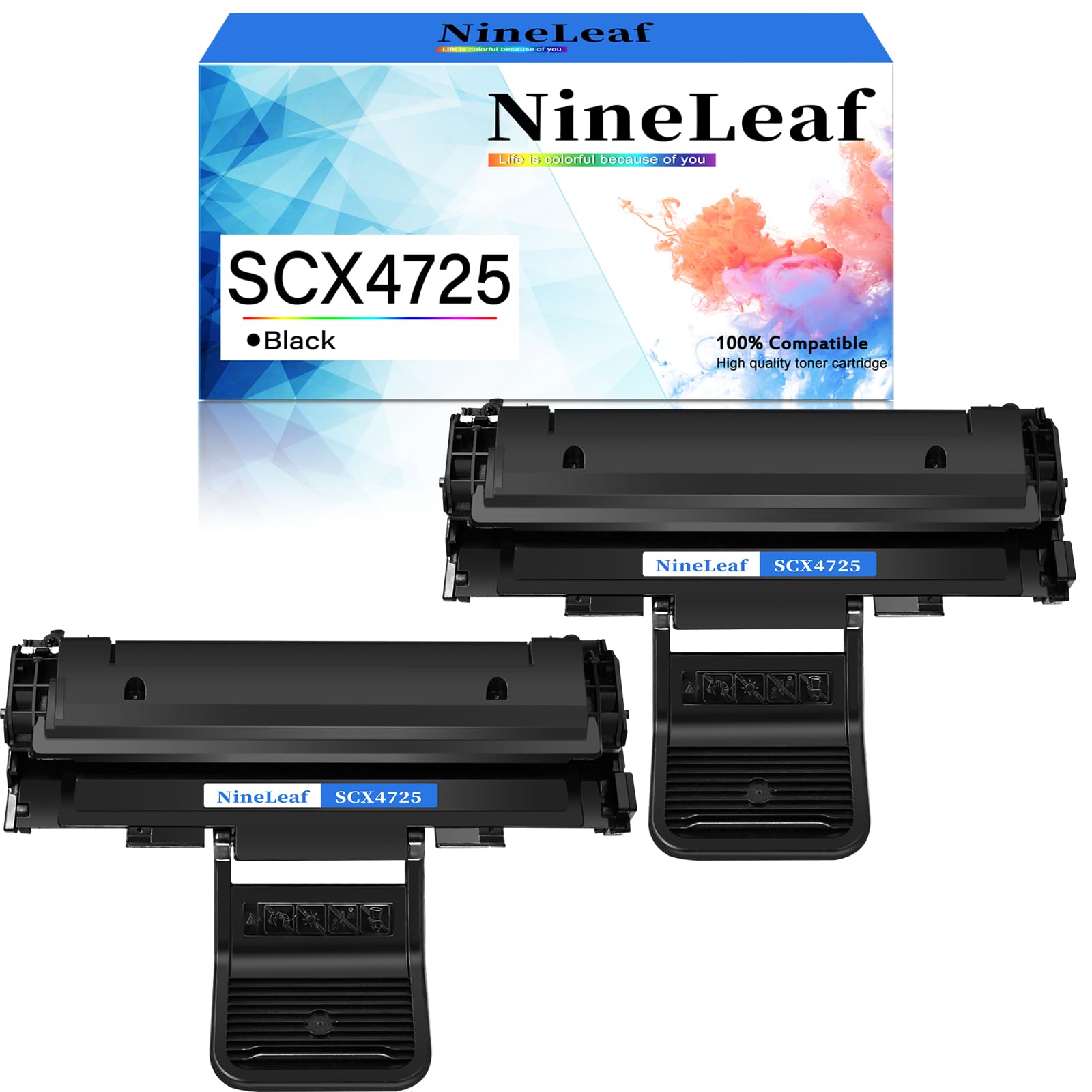 NineLeaf Compatible Toner Cartridge Replacement for Samsung SCX-4725 SCX-D4725A SCX-4725ELS SCX-4725F SCX-4725N SCX-4725FN Laser Printer - 2 Pack Black Toner - High Yield Printing for Office & Home Use