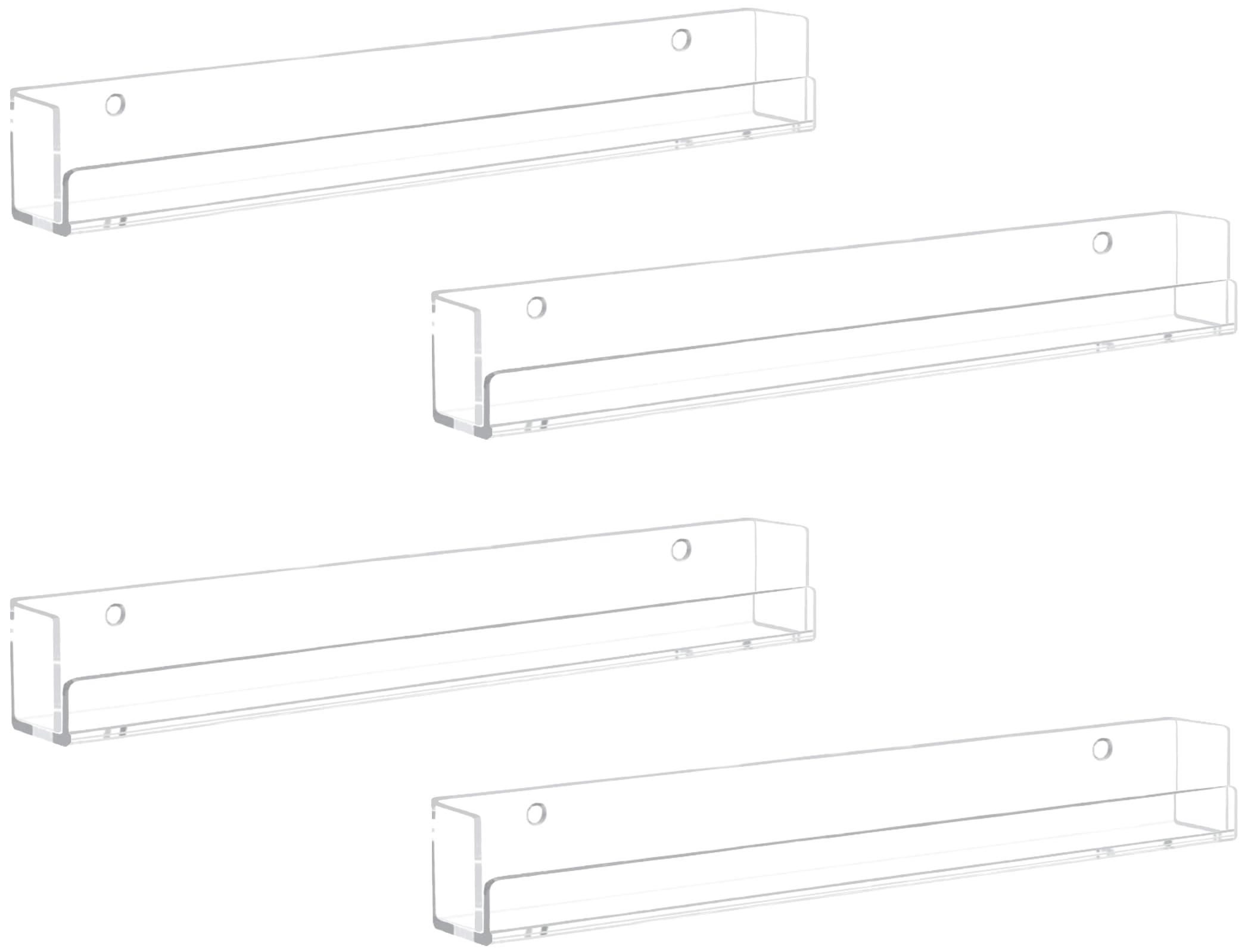 4 Pack Clear Acrylic Nail Polish Organizer Wall Mounted Shelf - Nail Polish Display Rack for Salon & Home Use - Perfect for Nail Technicians & DIY Manicures