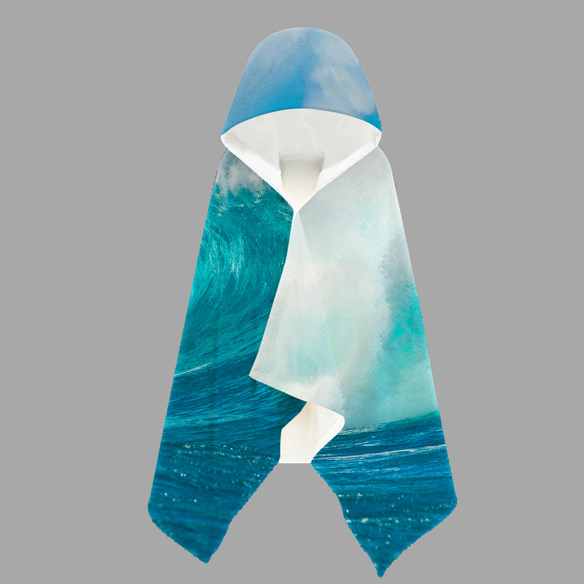 Kids Hooded Beach Towel with Ocean Wave Design - Soft, Absorbent & Quick-Drying for Pool, Beach & Outdoor Adventures