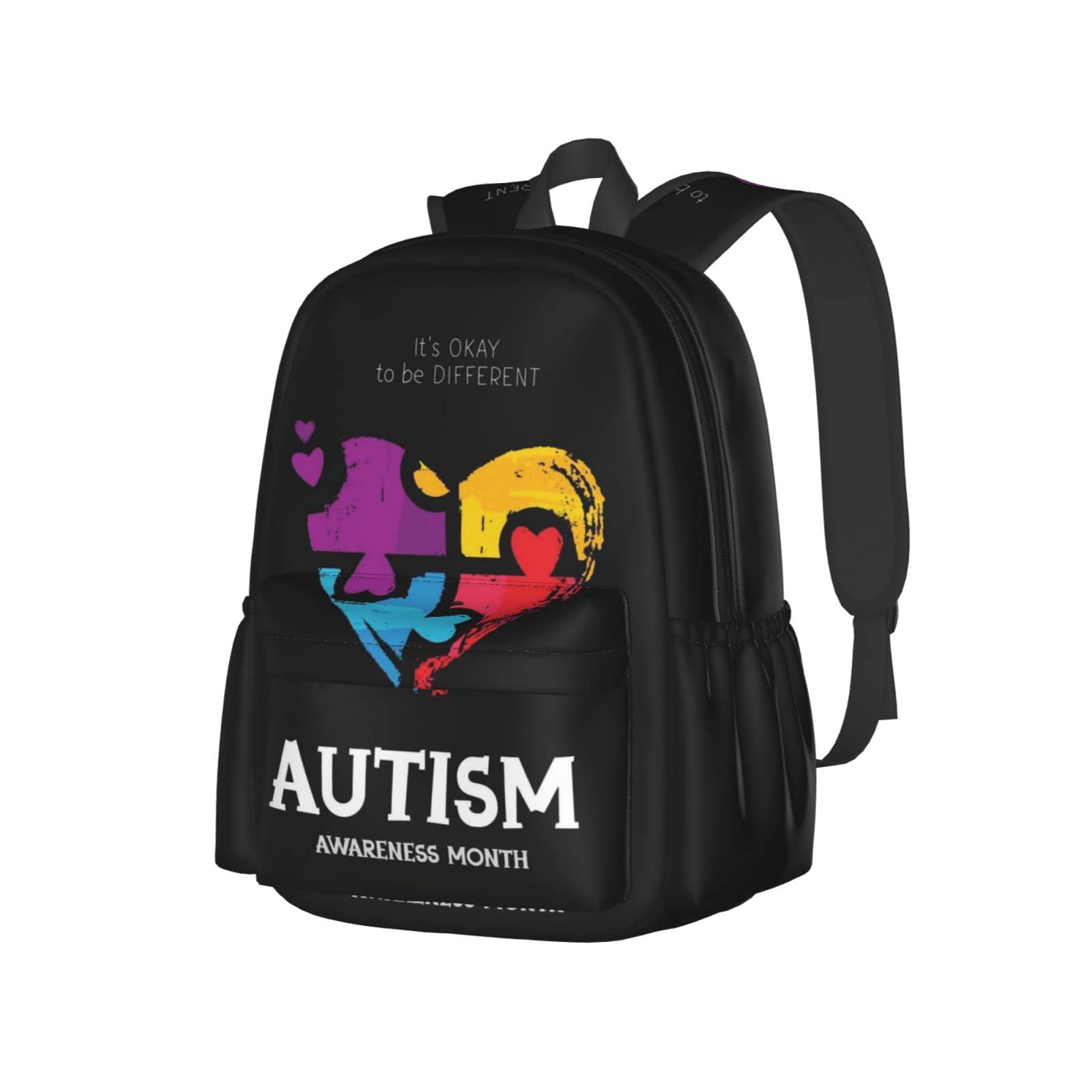 Autism Awareness Backpack - 'It's Okay to Be Different' Galaxy Print School Laptop Bag for Adults | Water-Resistant College Bookbag for Men & Women | Perfect for School, Travel, Work & Daily Use