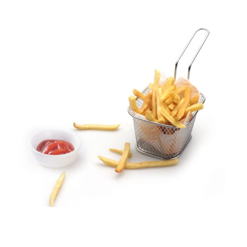 8-Piece Mini Square Fry Basket Set - 4.1x3.3x2.6 Inch Stainless Steel French Fries Baskets for Deep Frying, Serving & Food Presentation - Perfect for Restaurants, Food Trucks & Home Kitchen Use