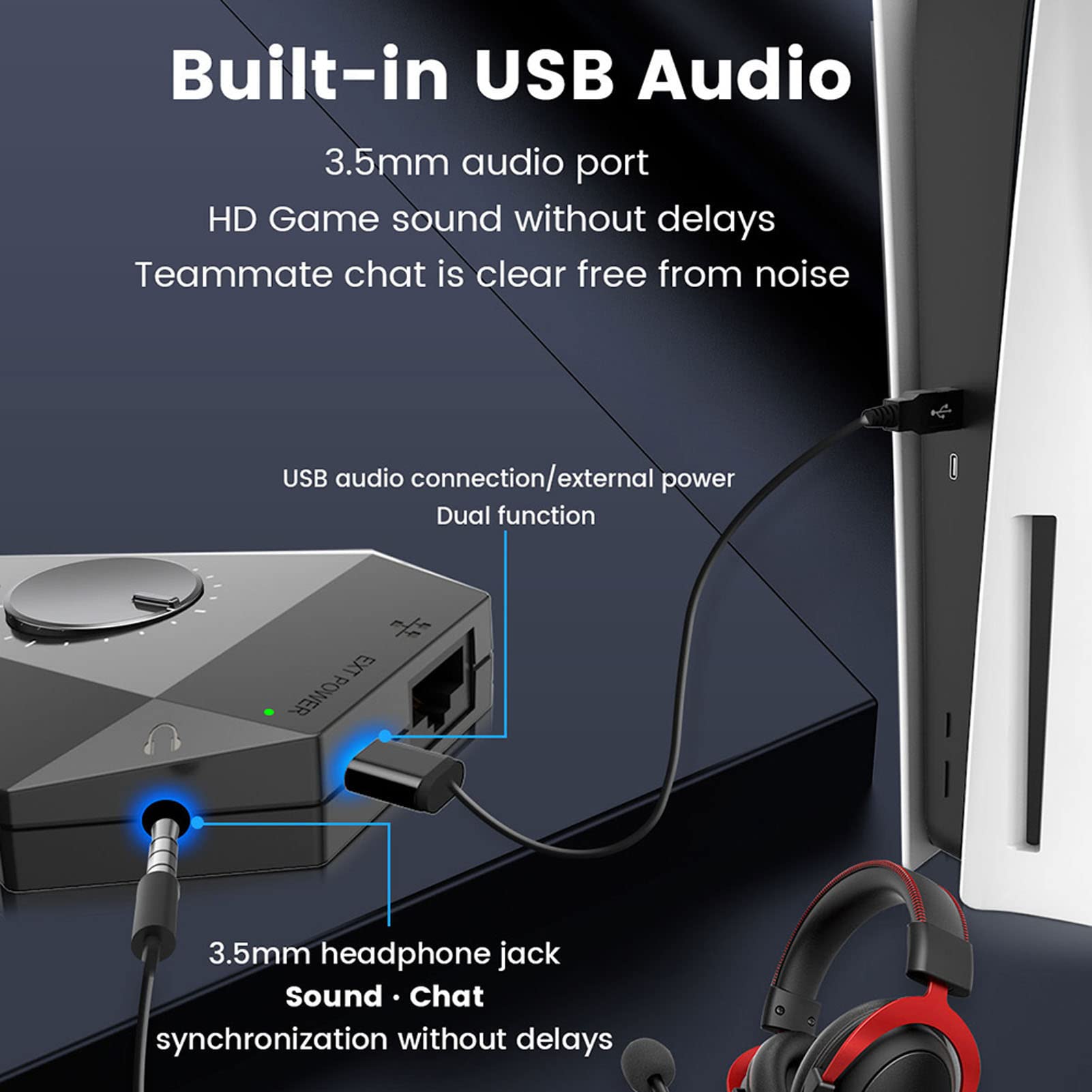 PS5 Game Adapter with Ethernet Port & Bluetooth 5.0 - USB Keyboard Mouse Converter for PS5 Console - Compatible with XIM, ReaSnow, Titan & Cronus - Works with All PS5 Games - Perfect for Competitive Gaming & FPS Titles