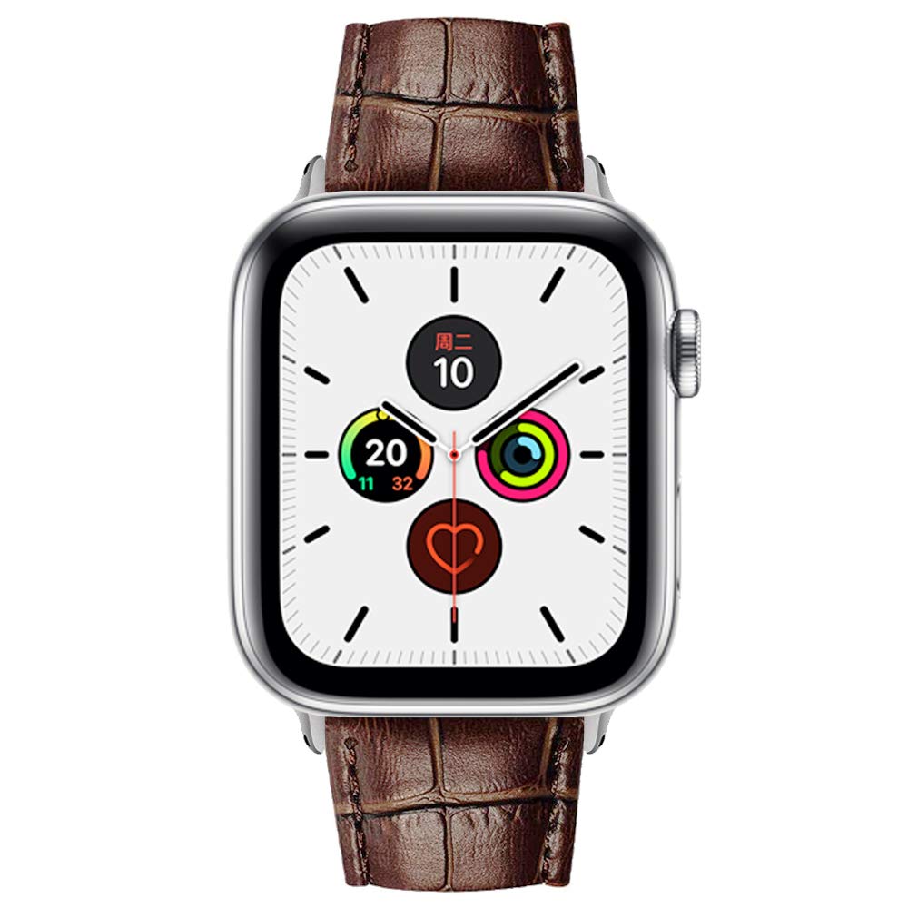 Premium Alligator Leather Apple Watch Band - Compatible with 49mm 46mm 45mm 44mm 42mm 41mm 40mm 38mm iWatch Series 10/9/8/7/6/5/4/3 Ultra 2 SE - Stylish Unisex Replacement Strap for Workout, Office & Everyday Wear