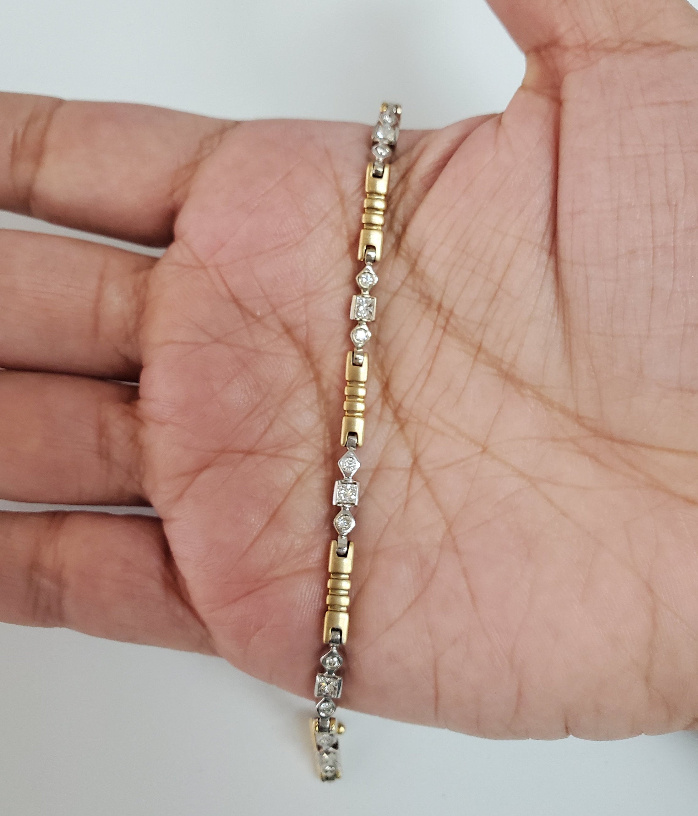 1 Carat Two-Tone Princess Cut Diamond Tennis Bracelet | Elegant Jewelry for Women | Perfect for Weddings, Anniversaries & Special Occasions
