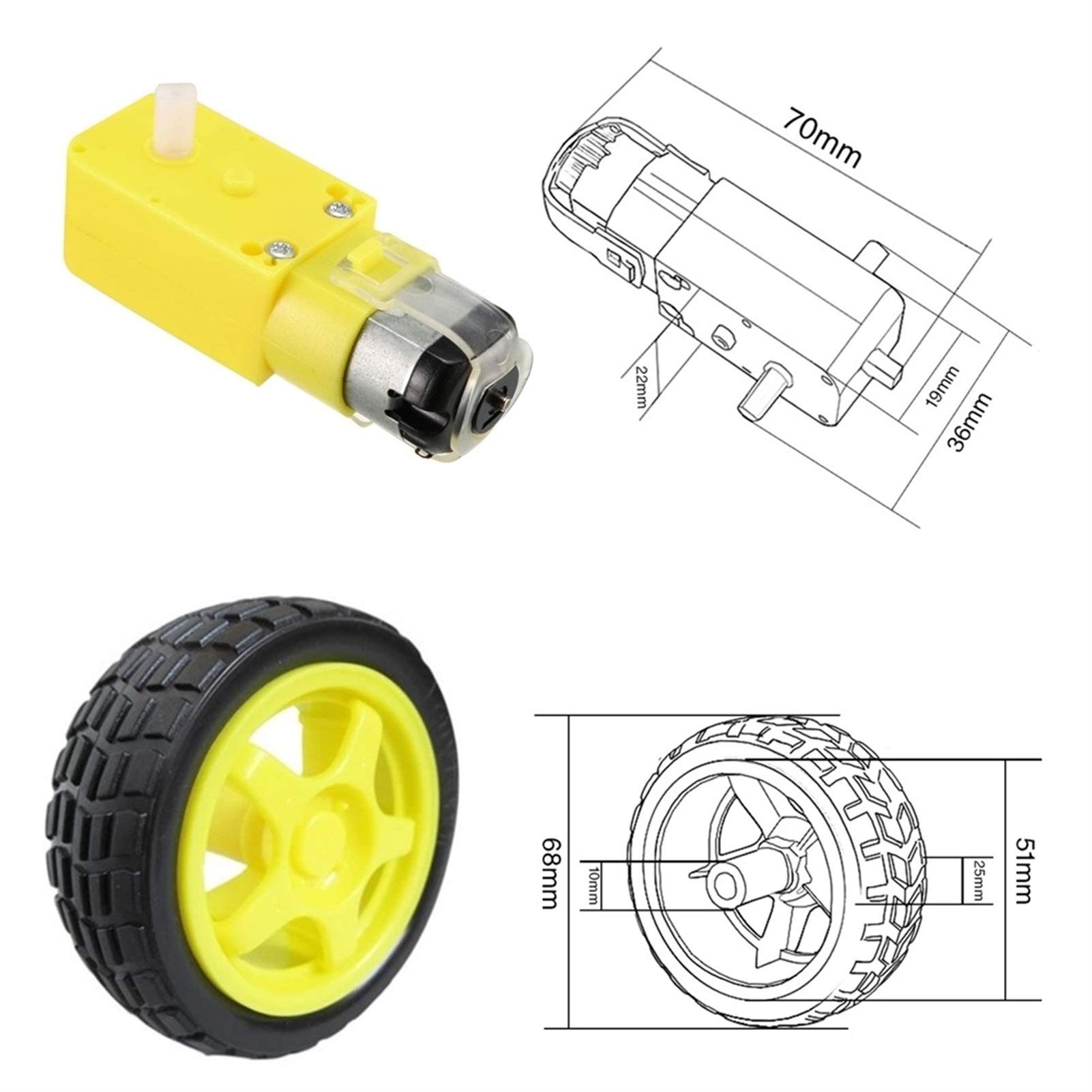 Durable DC Motor Kit for DIY Smart Car & Robot - Remote Control Chassis Gear Motor