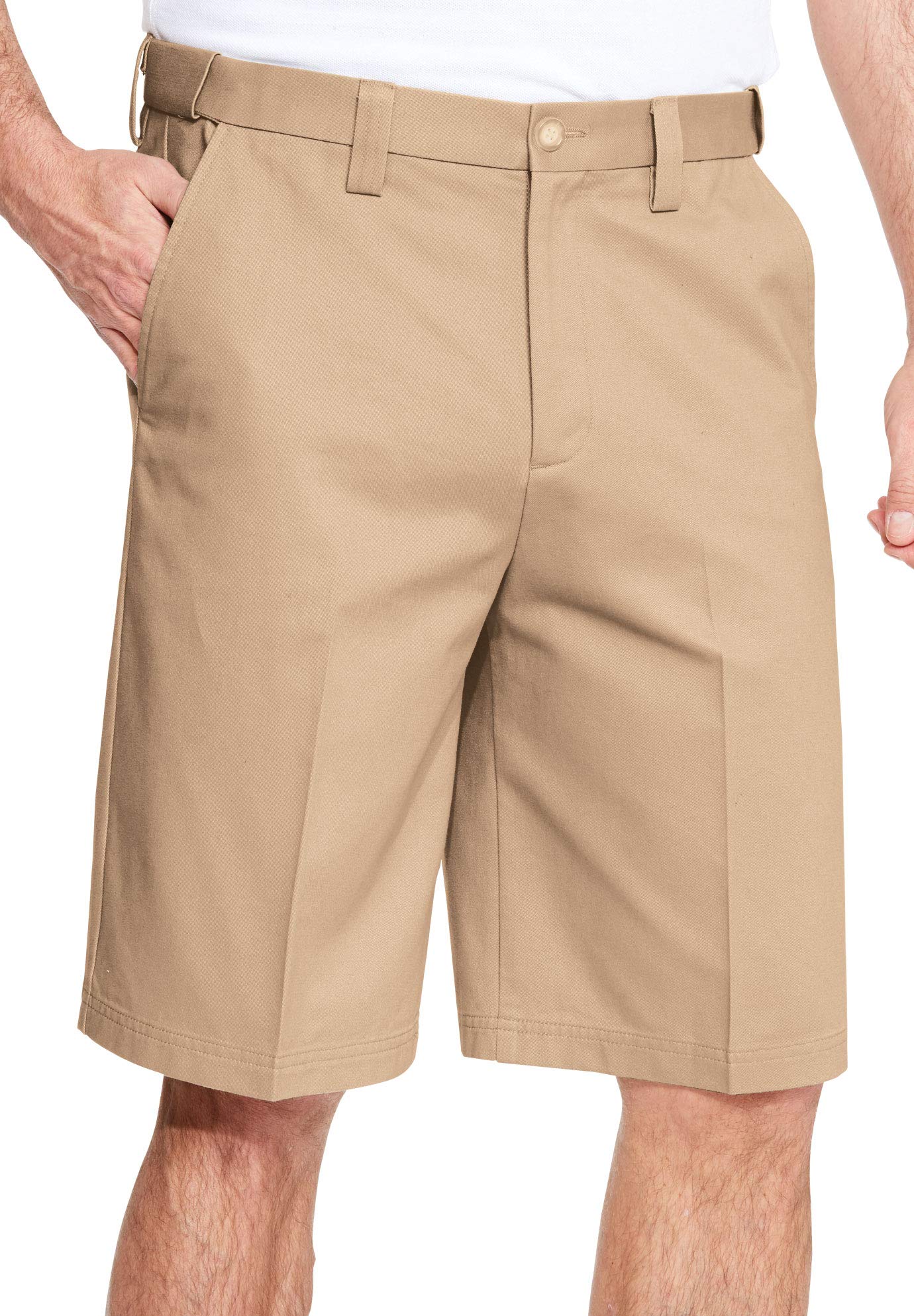 KingSize Men's Big & Tall Wrinkle-Free Expandable Waist Plain Front Shorts - Comfortable Stretch Casual Shorts for Summer, Travel & Outdoor Activities