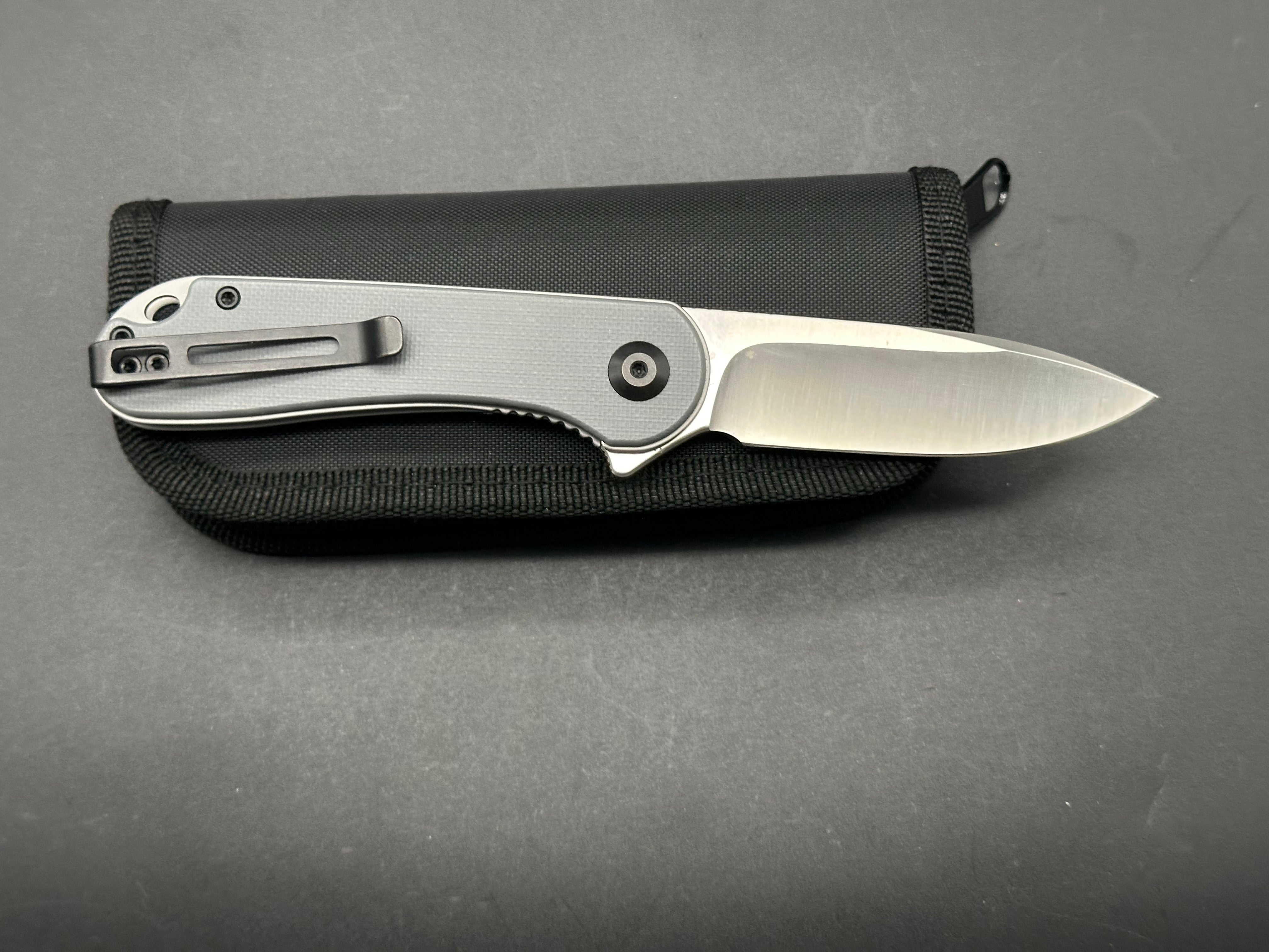 CIVIVI Elementum Liner Lock Folding Knife - Gray G10 Handle, Plain D2 Steel Blade - EDC, Outdoor, Camping, Survival Gear