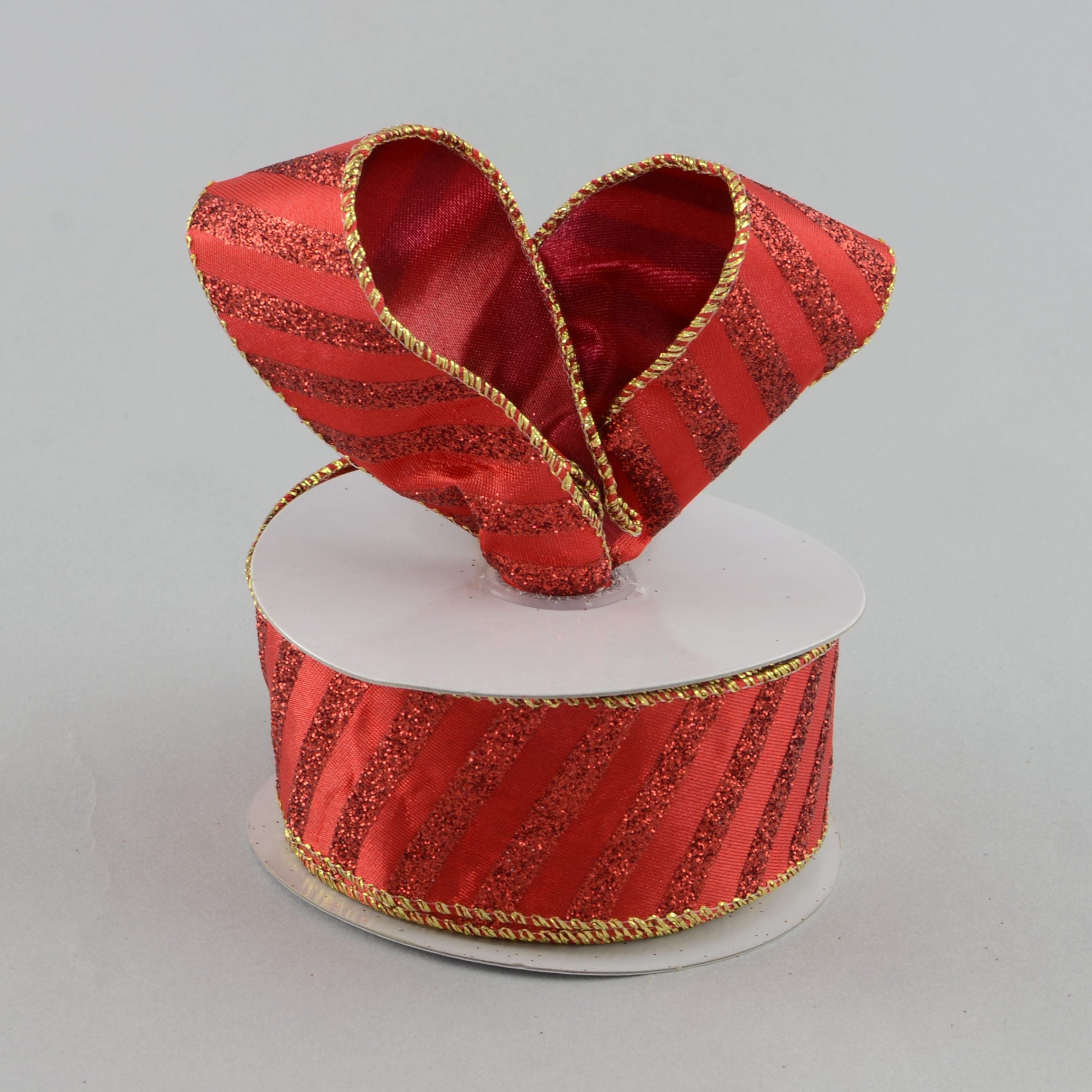 1.5 Inch Glitter Stripe Ribbon - Red Craft Ribbon (10 Yards) for Gift Wrapping, DIY Projects, Party Decorations and Scrapbooking