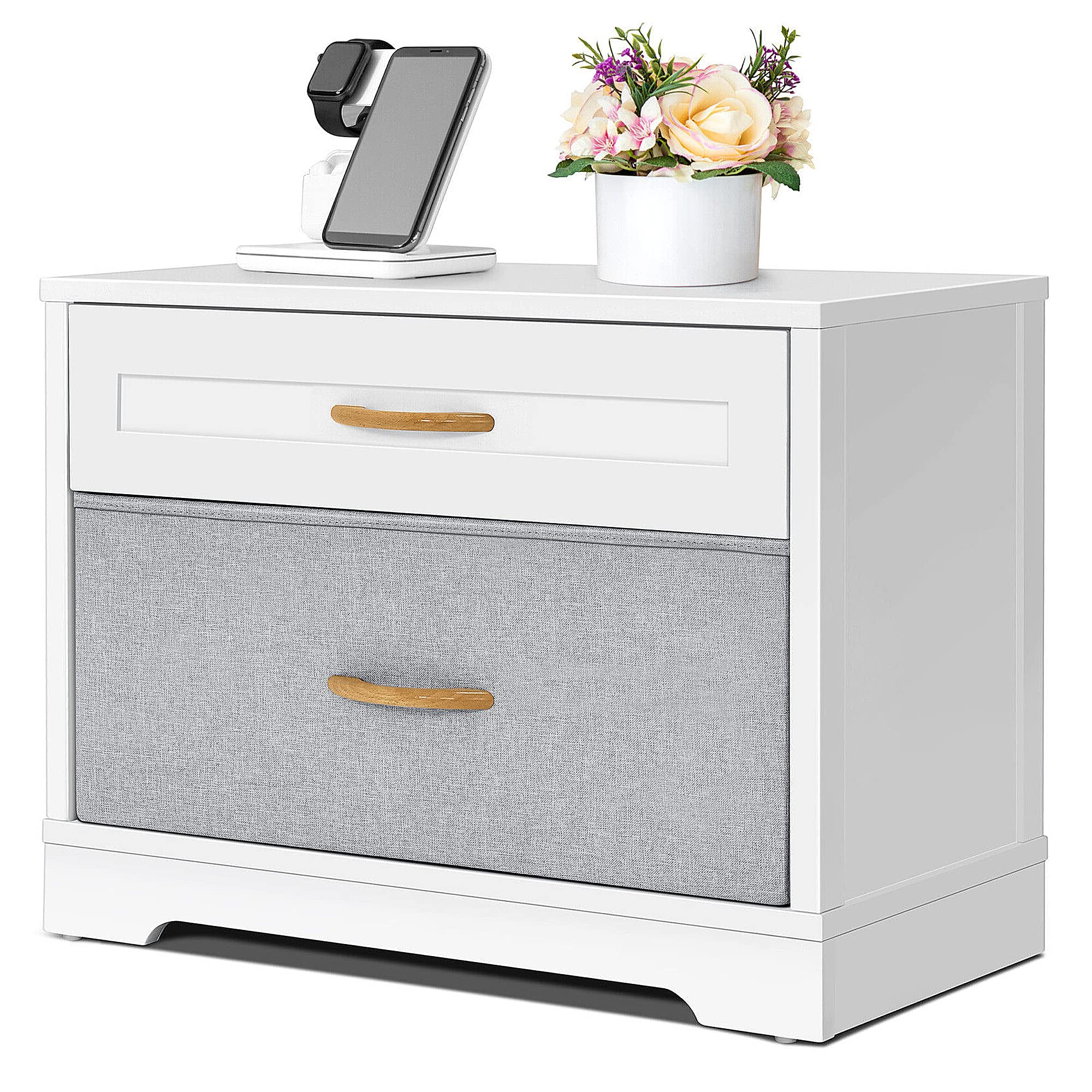 YITAHOME White Nightstand with 2 Drawers - Bedside Table, Dresser Storage Cabinet for Bedroom - Perfect for Small Spaces, Apartment Living & Guest Rooms