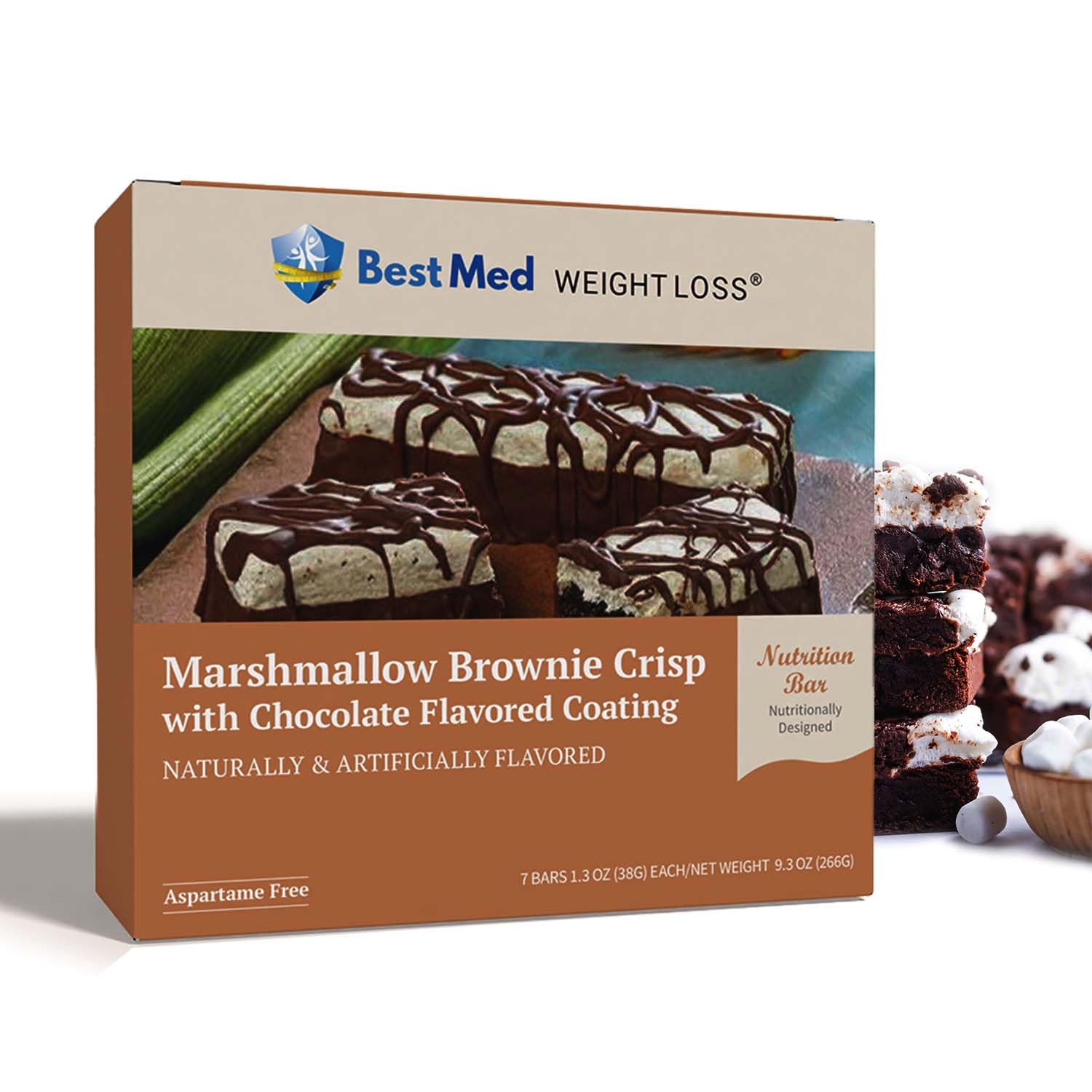BestMed High Protein Snack Bars - Low Carb, 10g Protein, Low Sugar, Low Calorie, Keto Friendly for Weight Loss - Marshmallow Brownie Crisp Flavor (2 Boxes, 14 Count) - Perfect for On-the-Go Snacking, Workout Recovery & Healthy Lifestyle