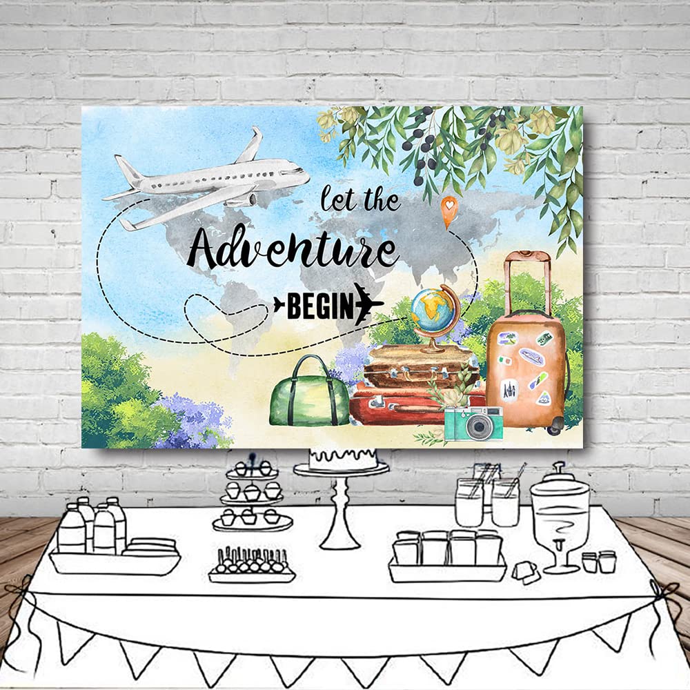 MEHOFOND 10x7ft Baby Shower Backdrop - Adventure Awaits Camper Theme Party Decor for Baby Showers, Birthdays & Weddings | Photography Background & Photo Booth Props | Perfect for Outdoor, Travel & Rustic Celebrations
