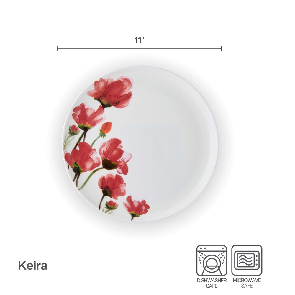 Keira 4-Piece Dinner Plate Set - Elegant Porcelain Plates for Dining, Entertaining & Everyday Use - Perfect for Restaurants, Home Kitchens & Special Occasions