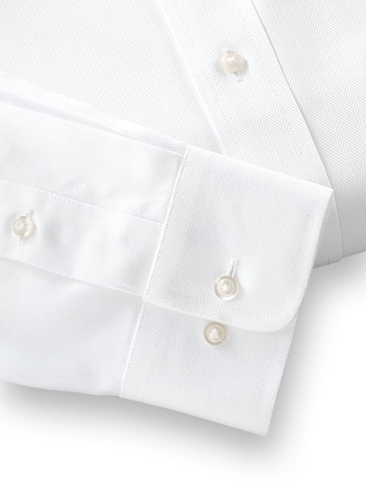 Paul Fredrick Men's Non-Iron Herringbone Dress Shirt - Tailored Fit Solid Color Formal Shirt for Business, Office & Wedding Occasions