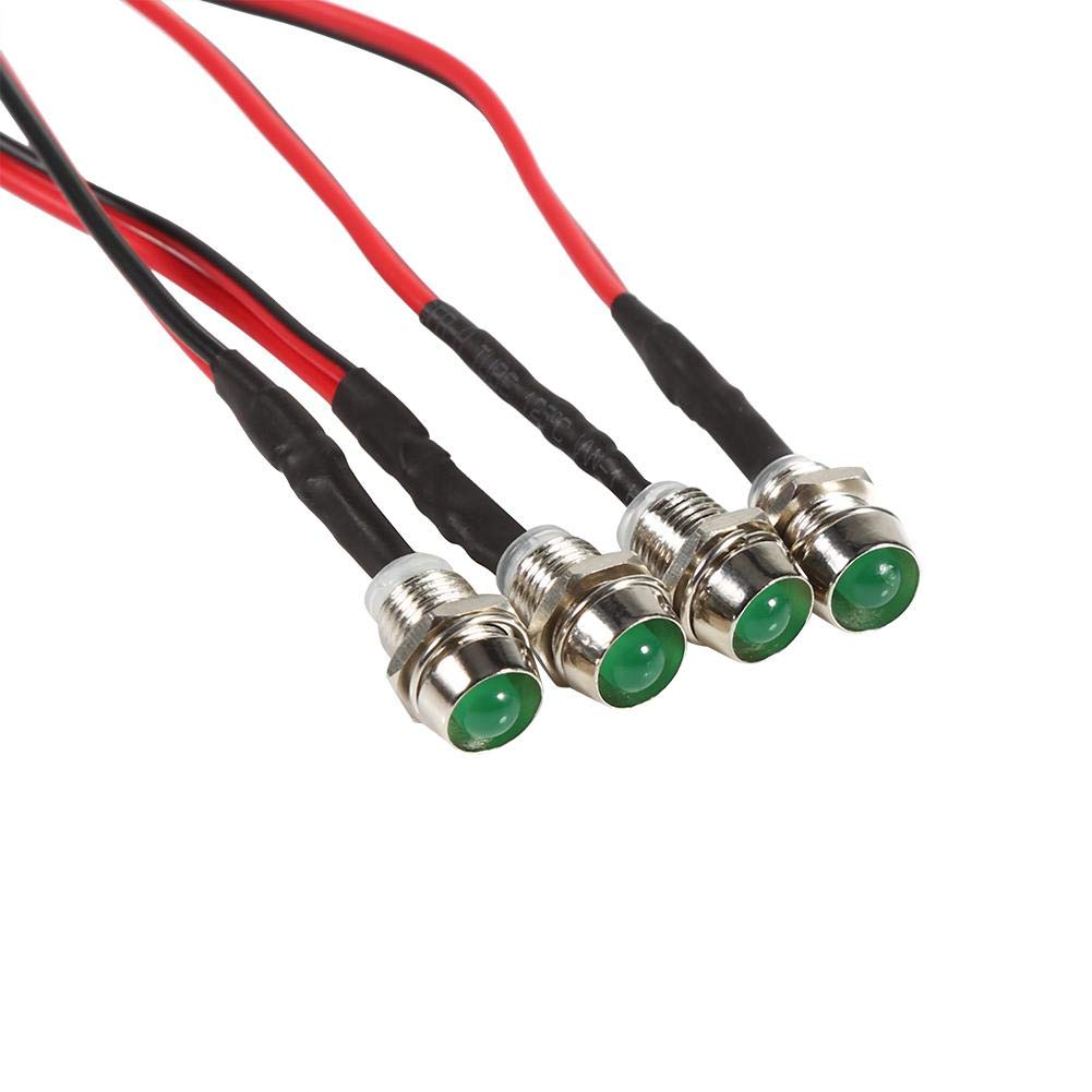 4Pcs 12V 8mm LED Panel Dash Warning Light Bulbs - Green Indicator Lights for Cars, Vans & Boats - Perfect for Dashboard, Interior & Warning Signals