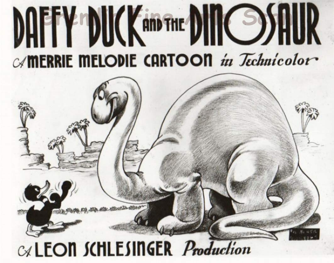 Vintage DAFFY DUCK AND THE DINOSAUR Warner Bros Animation Lobby Card - Leon Schlesinger Production - Classic Cartoon Collectible for Movie Memorabilia & Animation Art Displays