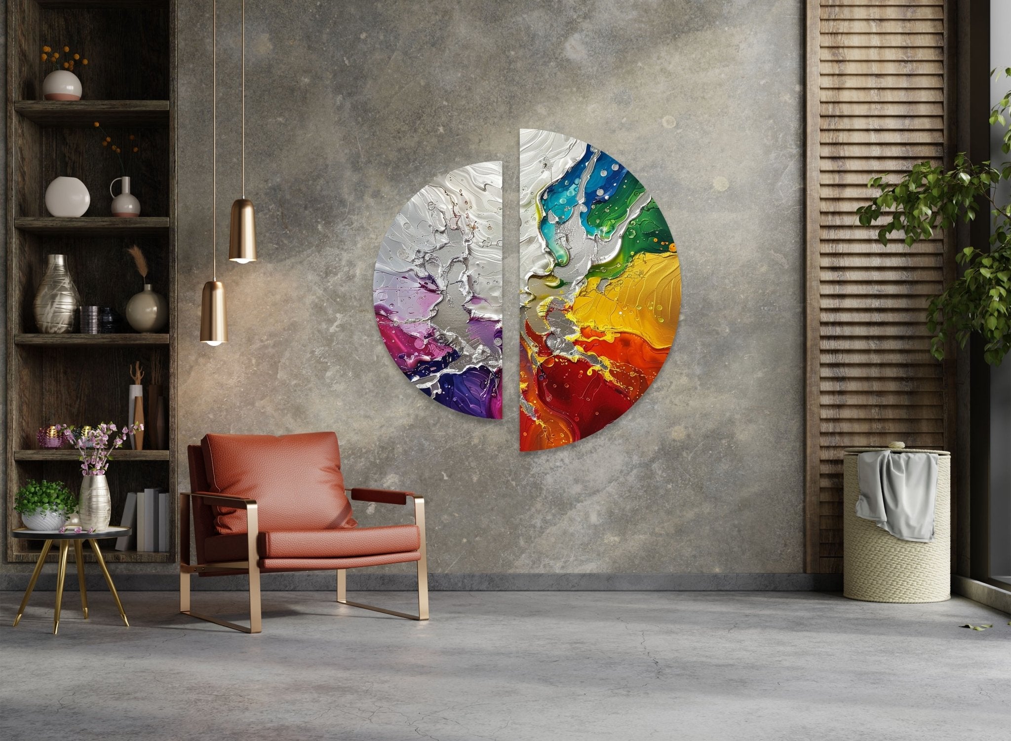 2 Piece Abstract Cracked Paint Glass Wall Art Set - Modern Home Decor for Living Room, Bedroom & Office - Shattered Glass Effect Canvas Painting for Unique Interior Design