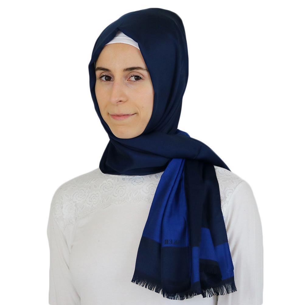 Aker Solid Shawl 1002SLK 922 Dark Blue - Premium Women's Fashion Scarf for Winter, Office, and Evening Outfits