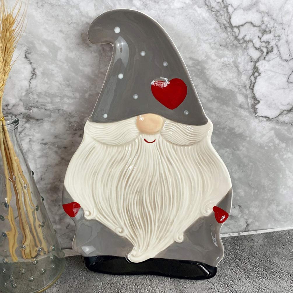 NUOBESTY Gnome-Shaped Serving Platter - Appetizer, Snack & Dessert Tray for Holiday Parties, Candy & Nut Dish - Perfect for Christmas, Thanksgiving & Entertaining (Set of 1, Ceramic) - Great for Festive Gatherings, Buffet Serving & Home Decor