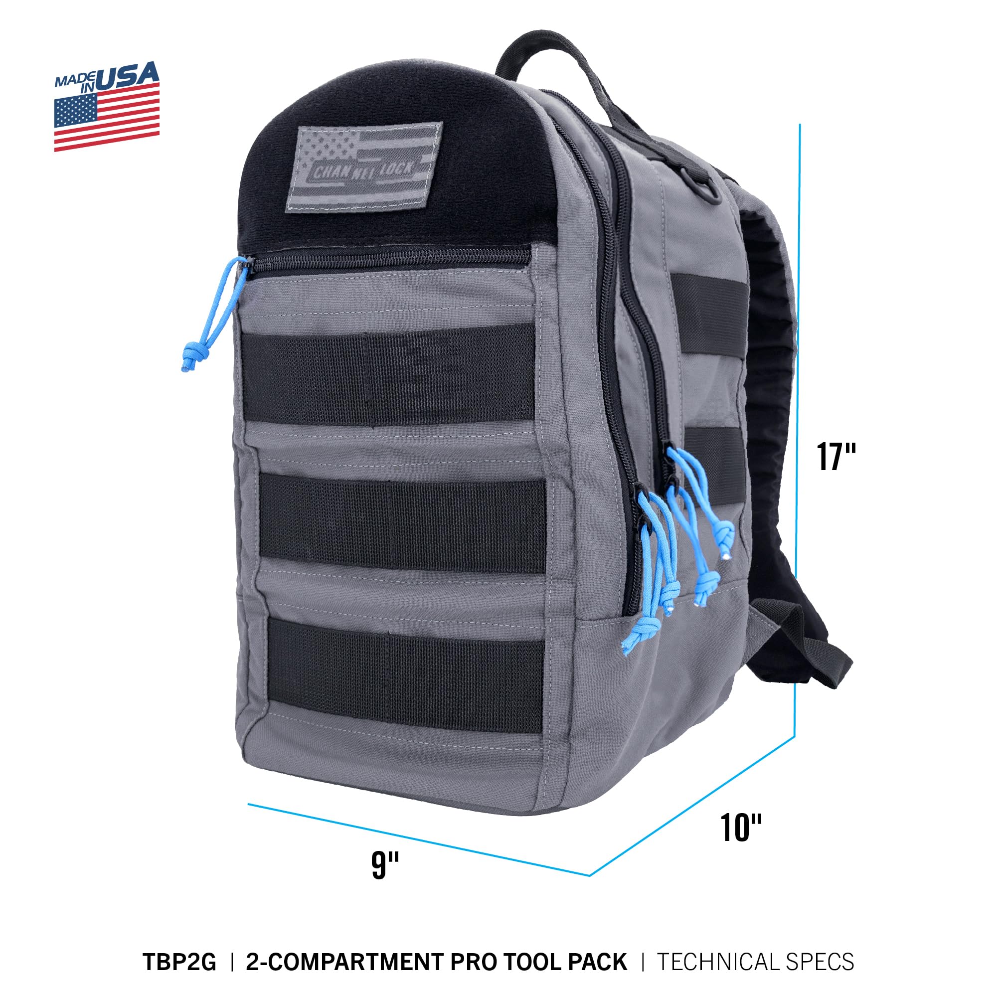 CHANNELLOCK TBP2G PRO Large 2-Compartment Waterproof Tool Bag - Heavy Duty Cordura Fabric - MIL-SPEC Construction - Made in USA - Ideal for Electricians, Contractors & DIY Projects