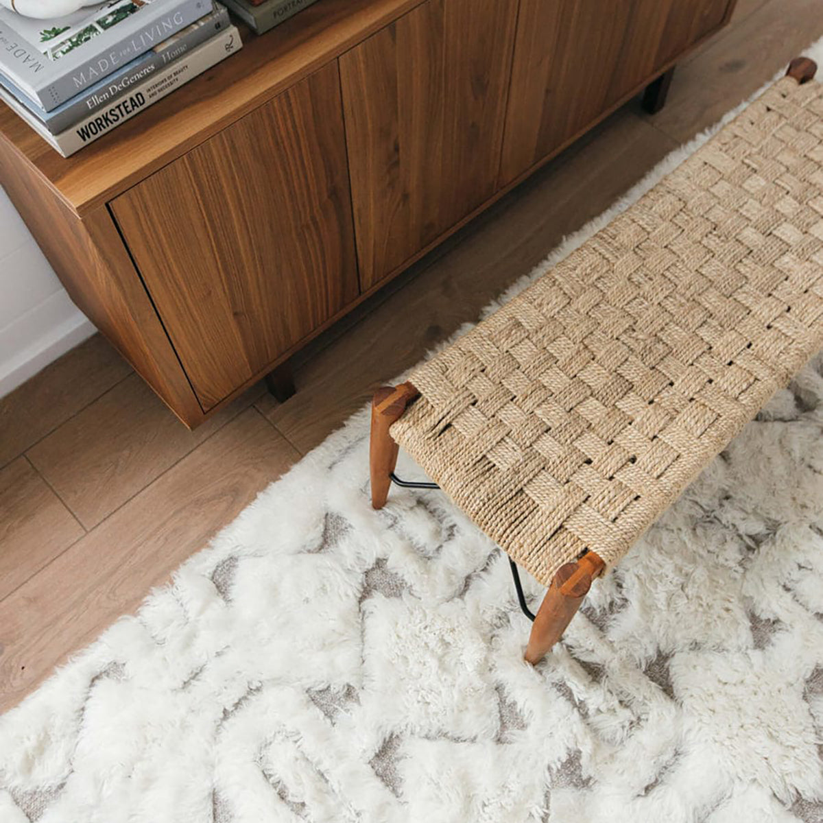 Camilla Tribal Pattern Berber Wool Shag Rug - Soft Moroccan Style Area Rug for Living Room, Bedroom & Boho Decor