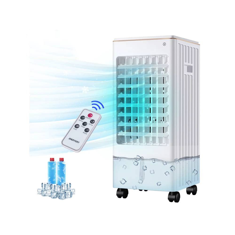 GIVIMO Portable Evaporative Air Cooler Fan with Remote Control, 7.5H Timer, 3L Water Tank, Wheels for Easy Mobility - Perfect for Home, Office, Bedroom & Outdoor Use