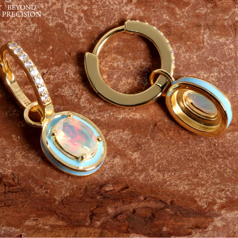Divine Opal Earrings for Women - Elegant Dangle Drop Earrings with Genuine Opal Gemstone | Perfect for Weddings, Parties & Special Occasions