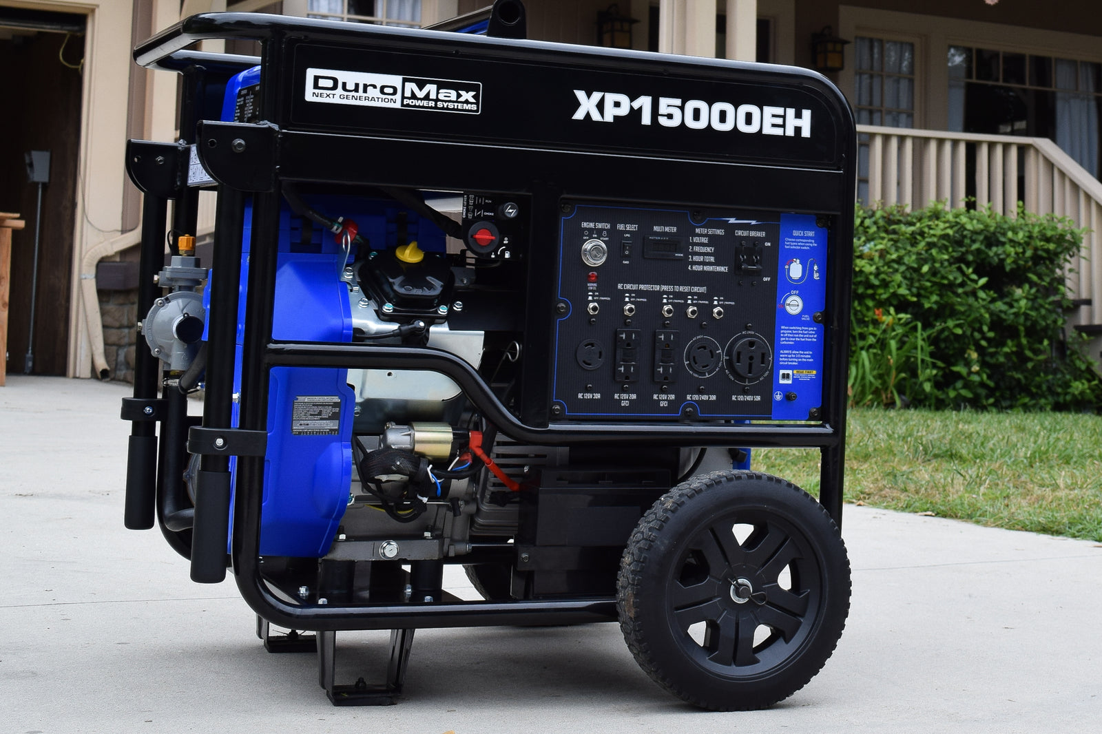 15,000W Dual Fuel Portable Generator - Gas & Propane Powered - Backup Power for Home, Camping & Emergency Use